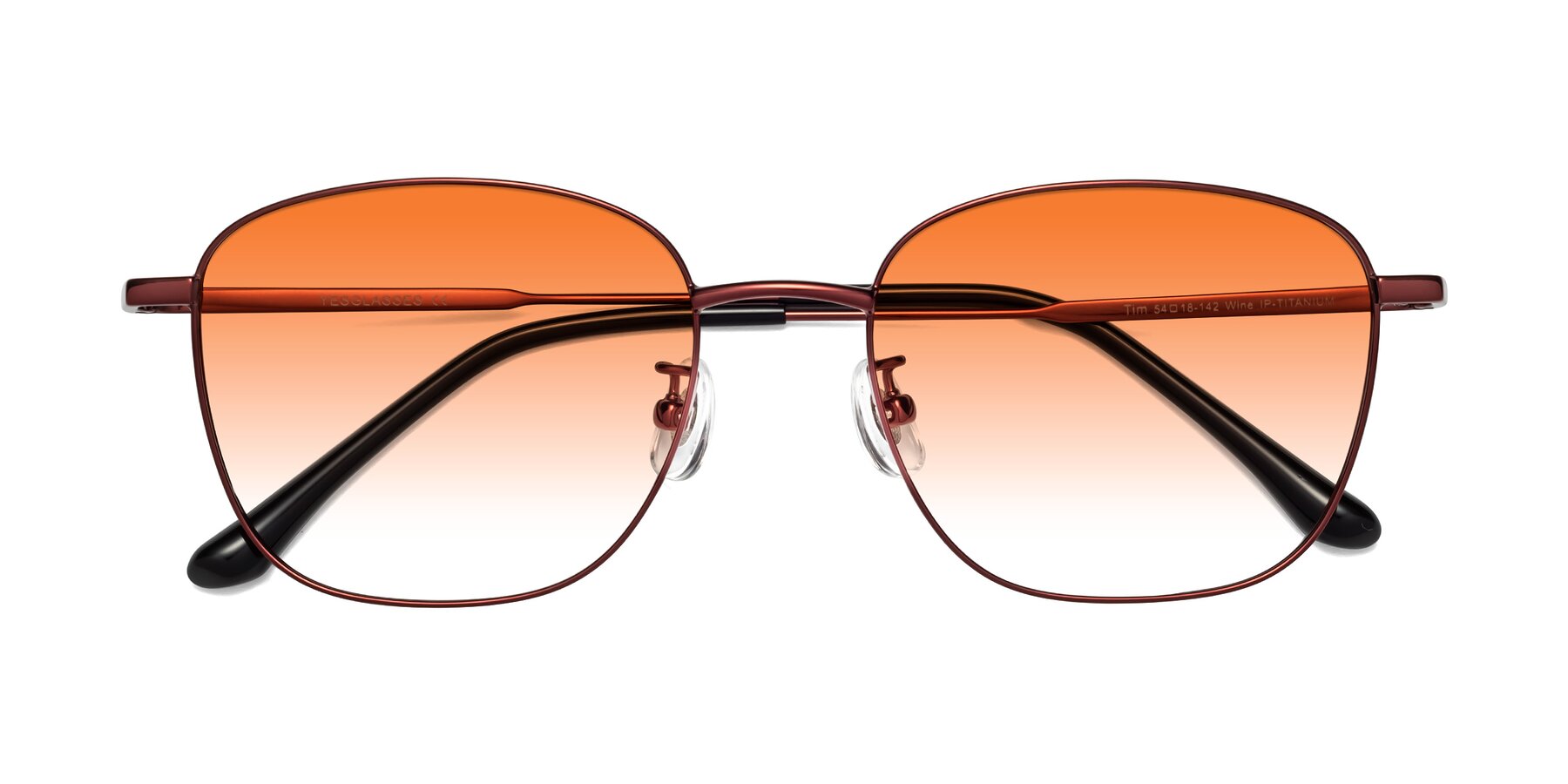 Folded Front of Tim in Wine with Orange Gradient Lenses