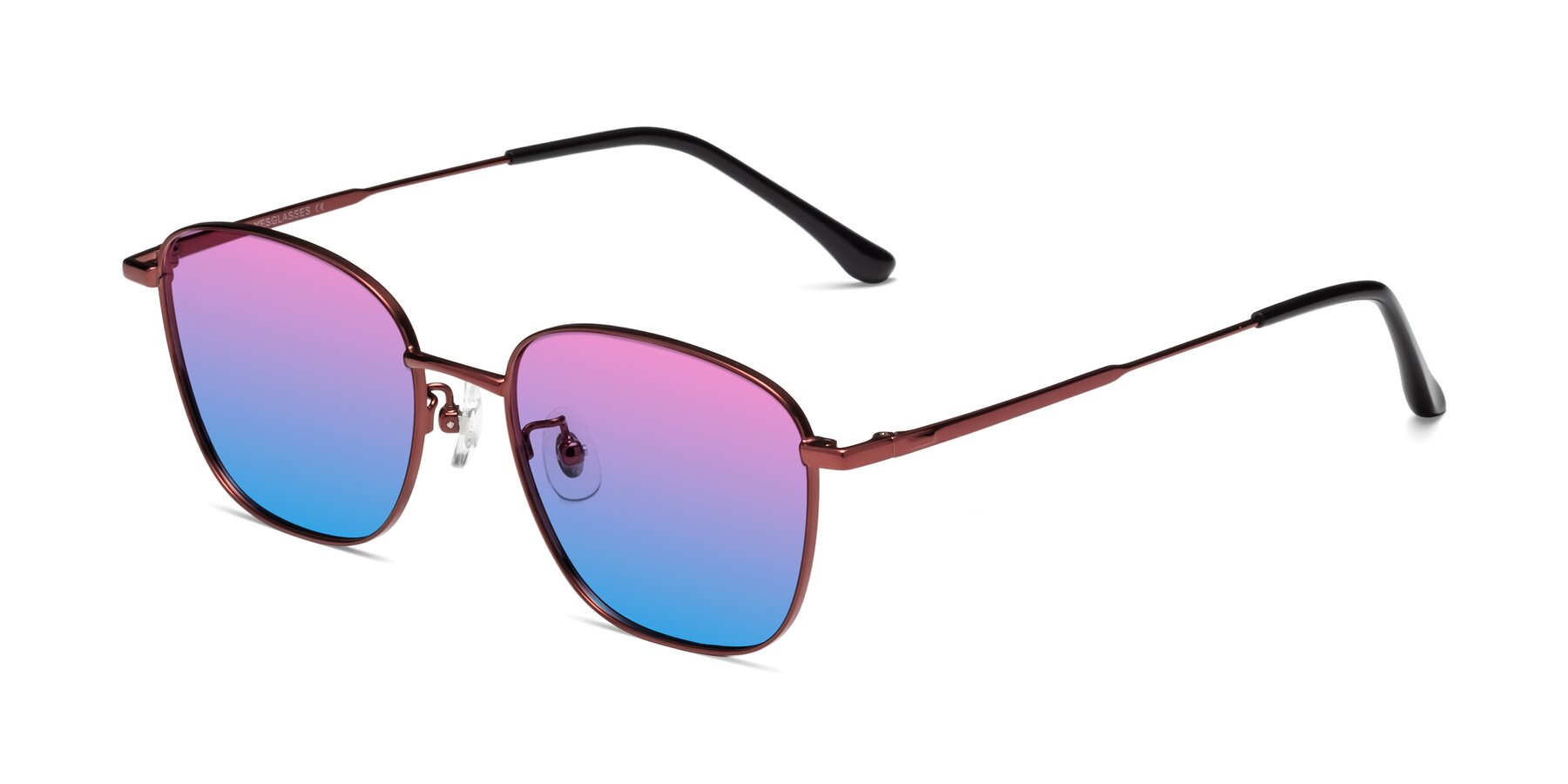 Angle of Tim in Wine with Pink / Blue Gradient Lenses