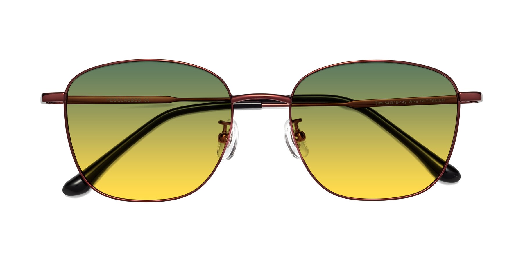 Folded Front of Tim in Wine with Green / Yellow Gradient Lenses