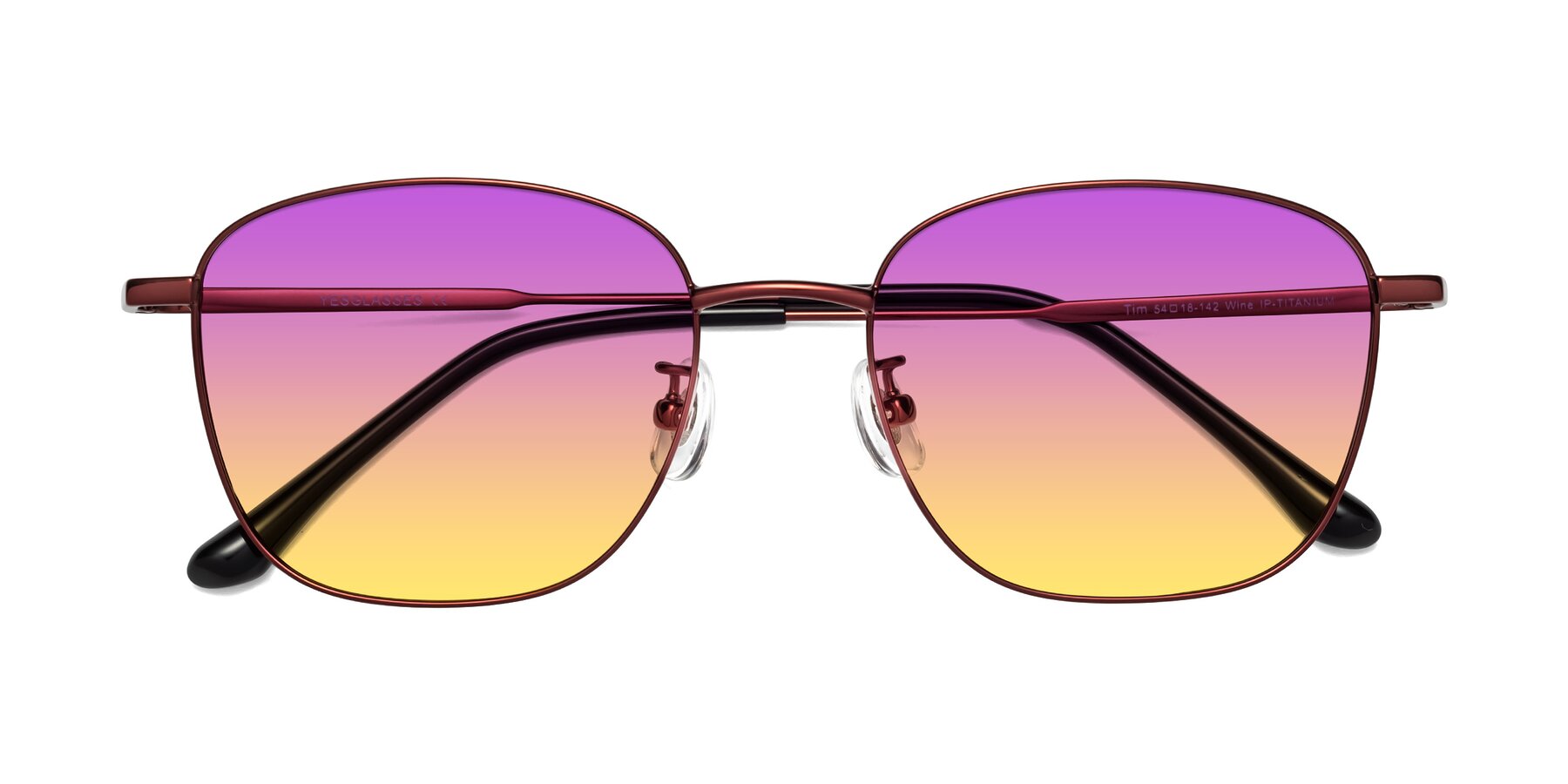 Folded Front of Tim in Wine with Purple / Yellow Gradient Lenses