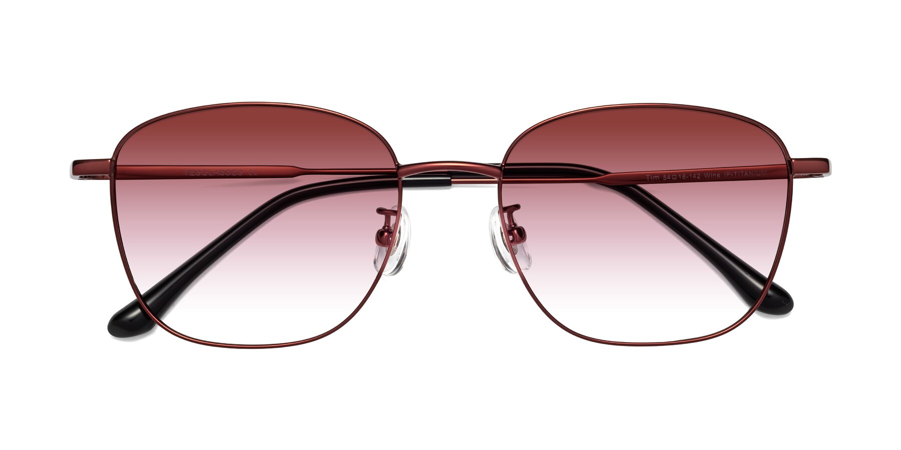 Folded Front of Tim in Wine with Garnet Gradient Lenses