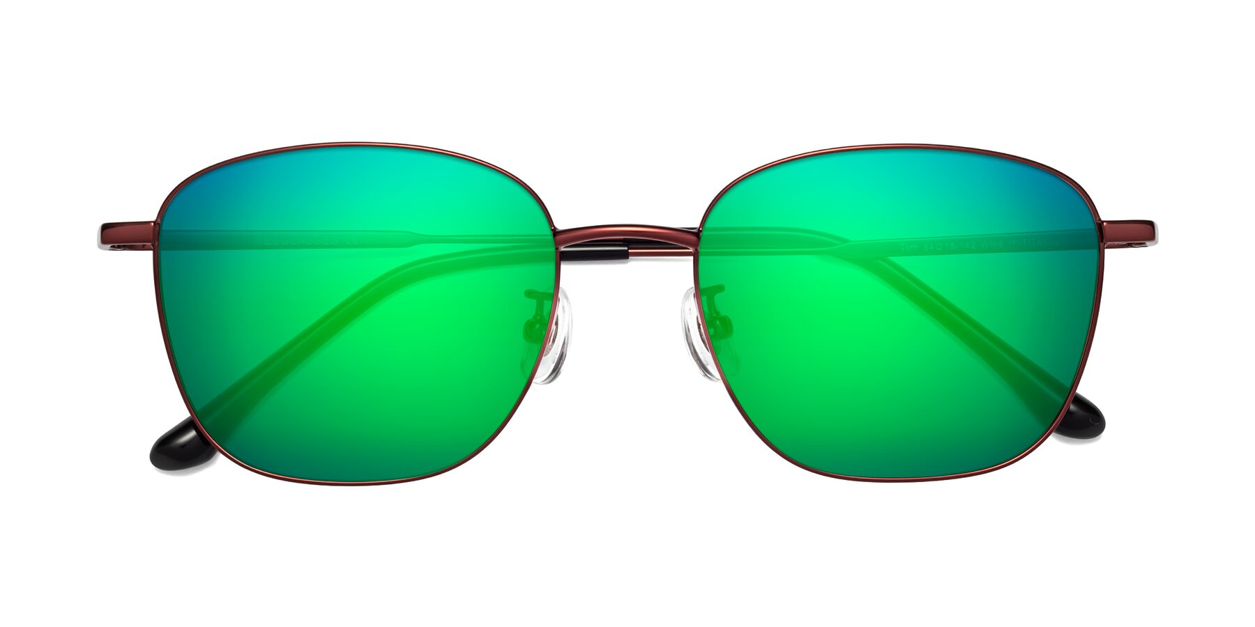 Folded Front of Tim in Wine with Green Mirrored Lenses