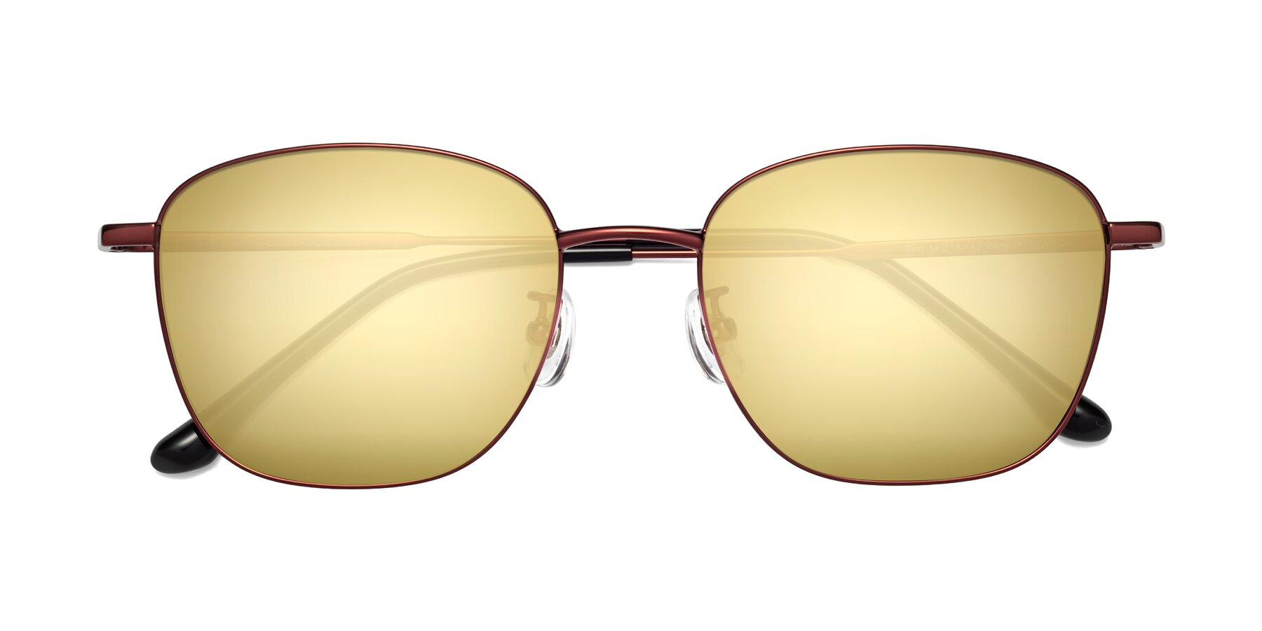 Folded Front of Tim in Wine with Gold Mirrored Lenses