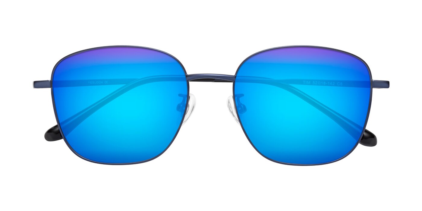 Tim - Metallic Blue Flash Mirrored Sunglasses