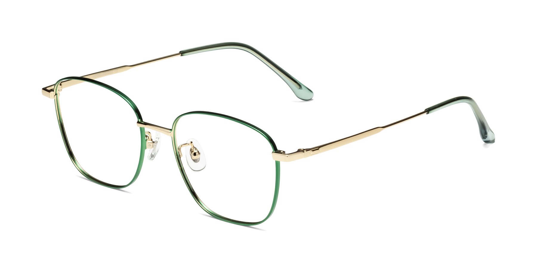 Angle of Tim in Green with Clear Reading Eyeglass Lenses