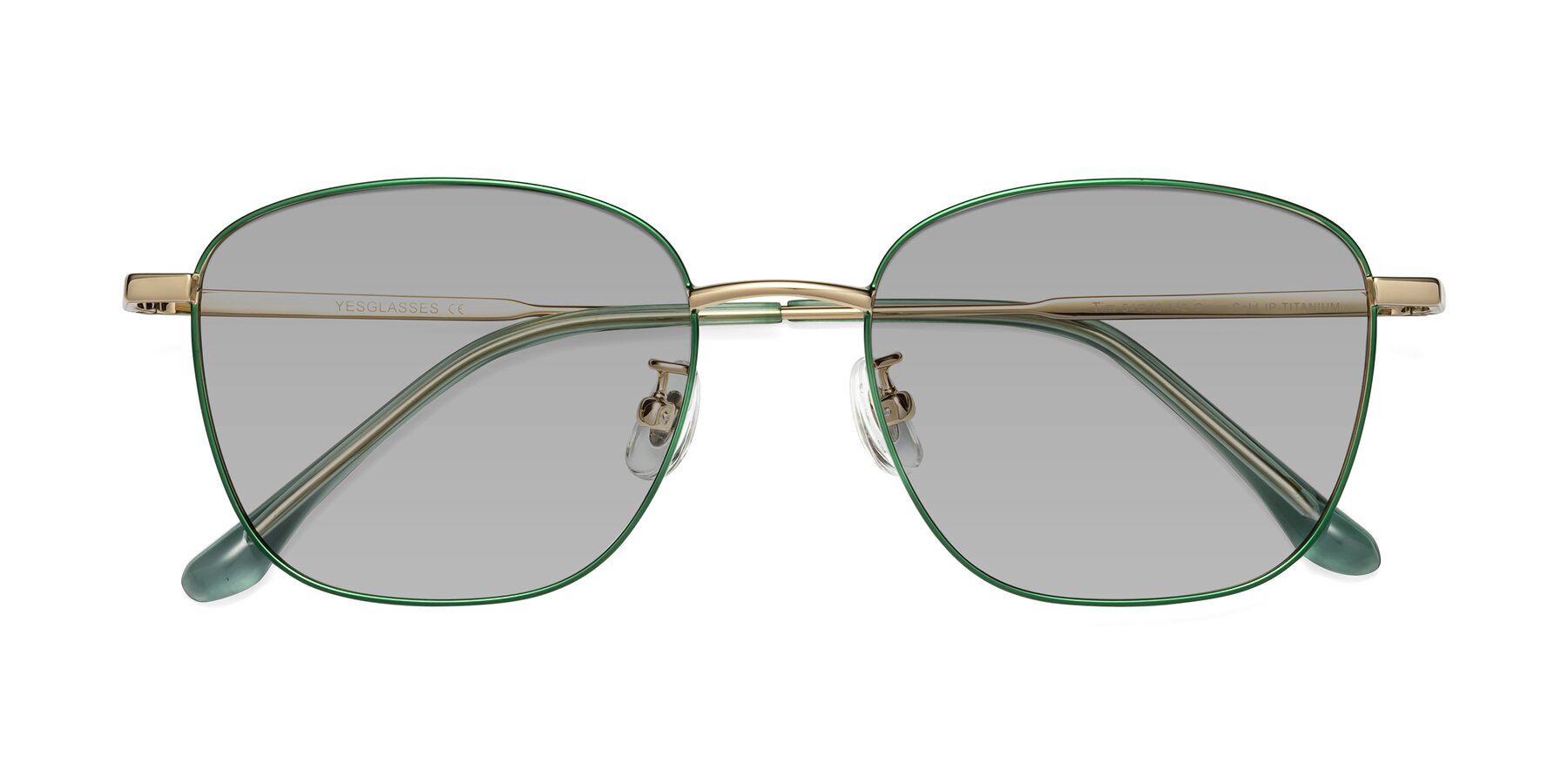 Folded Front of Tim in Green with Light Gray Tinted Lenses