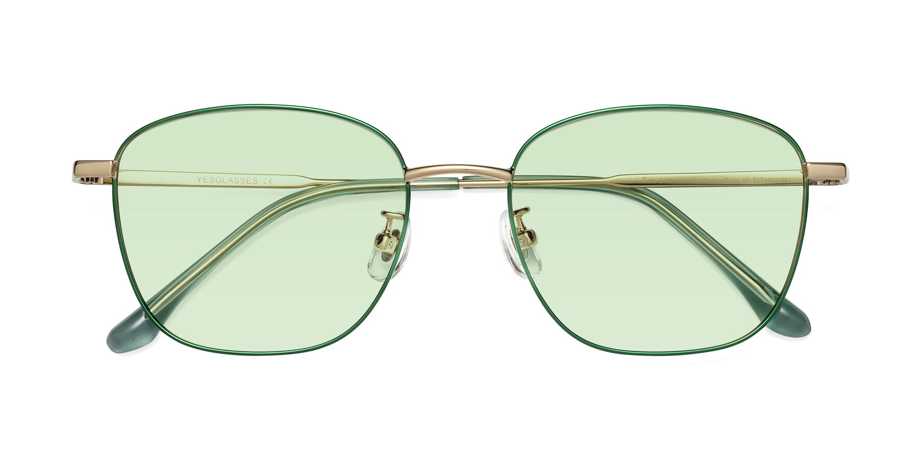Folded Front of Tim in Green with Light Green Tinted Lenses