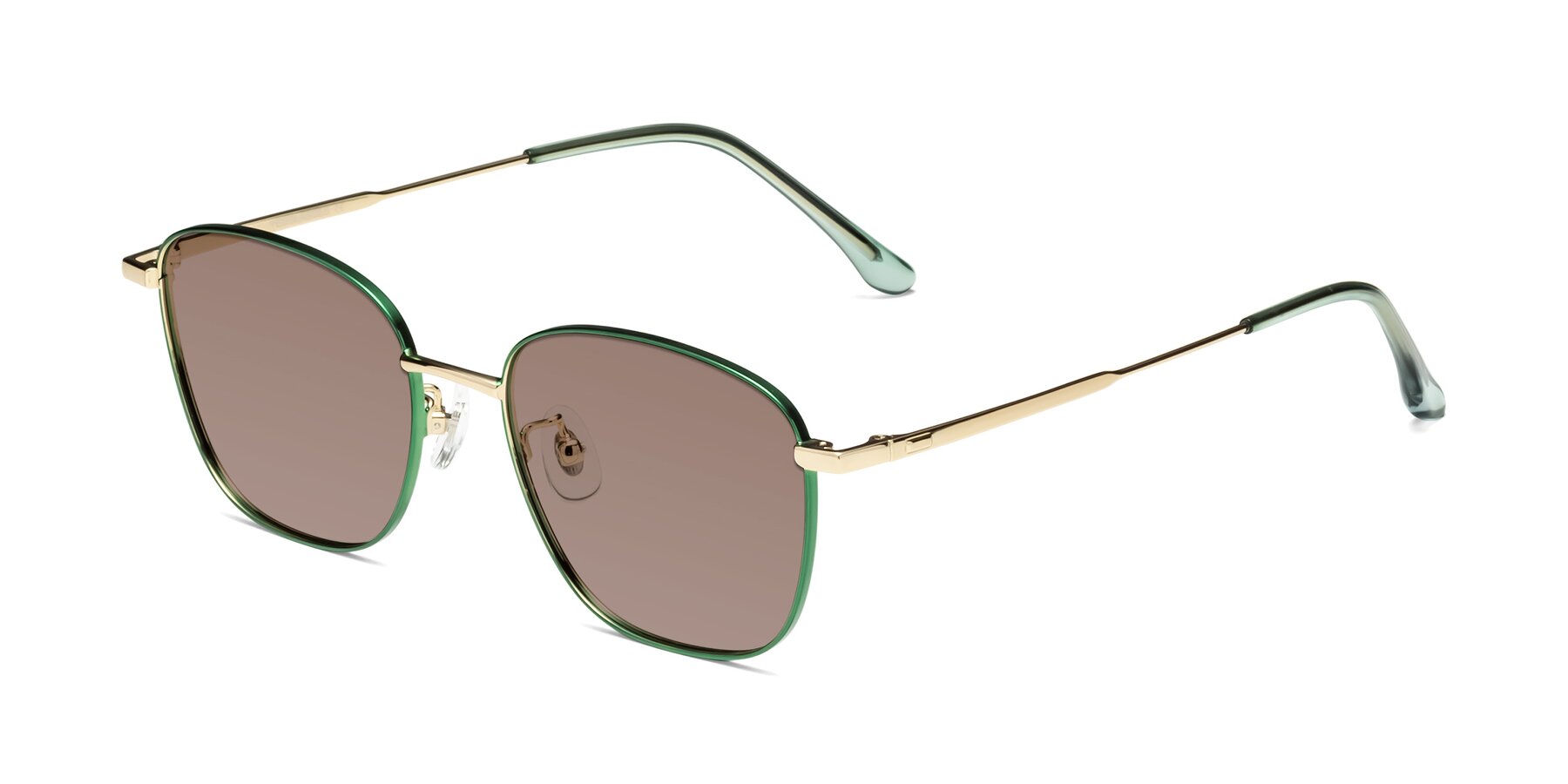 Angle of Tim in Green with Medium Brown Tinted Lenses