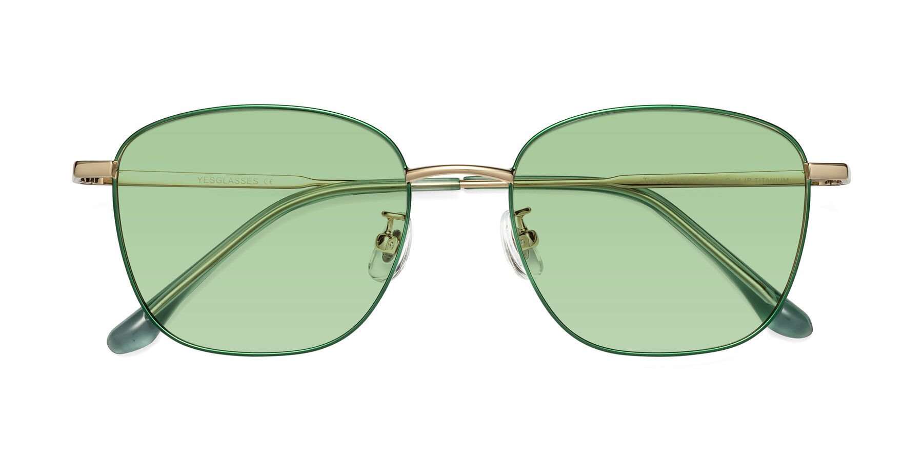 Folded Front of Tim in Green with Medium Green Tinted Lenses