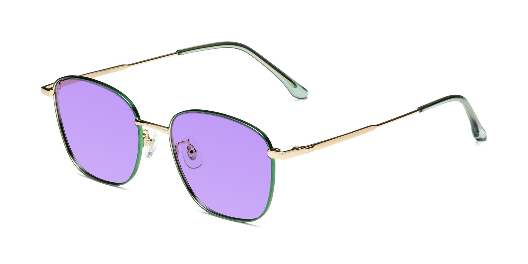 Angle of Tim in Green with Medium Purple Tinted Lenses