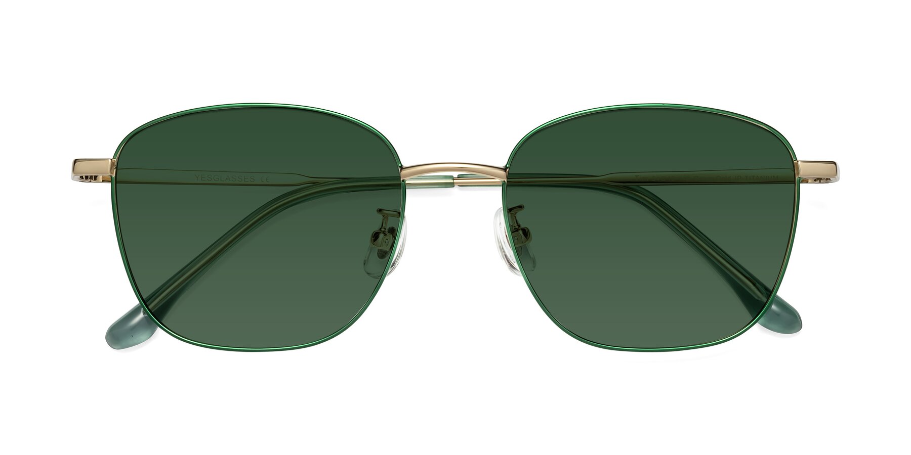 Folded Front of Tim in Green with Green Tinted Lenses