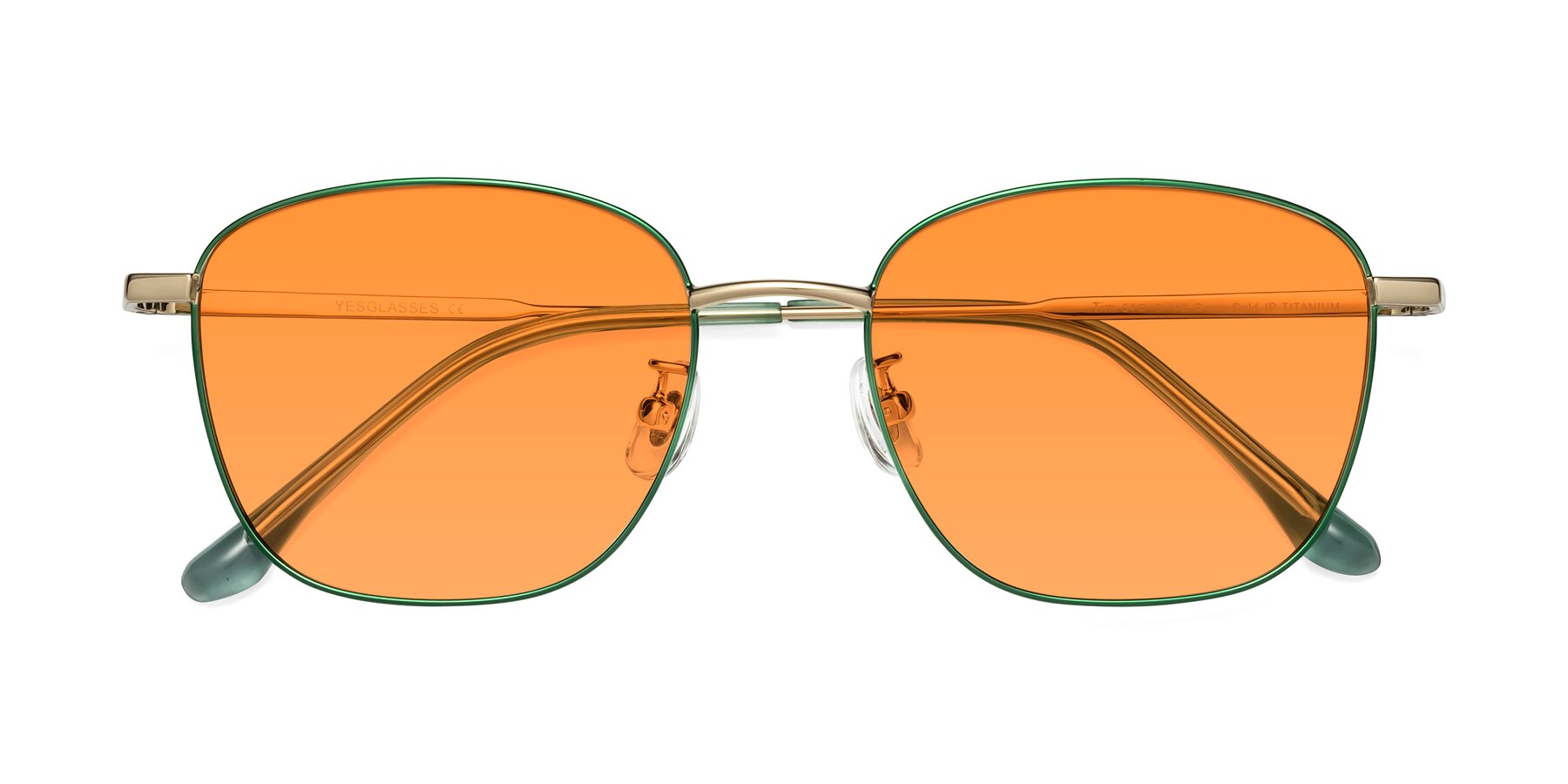 Folded Front of Tim in Green with Orange Tinted Lenses