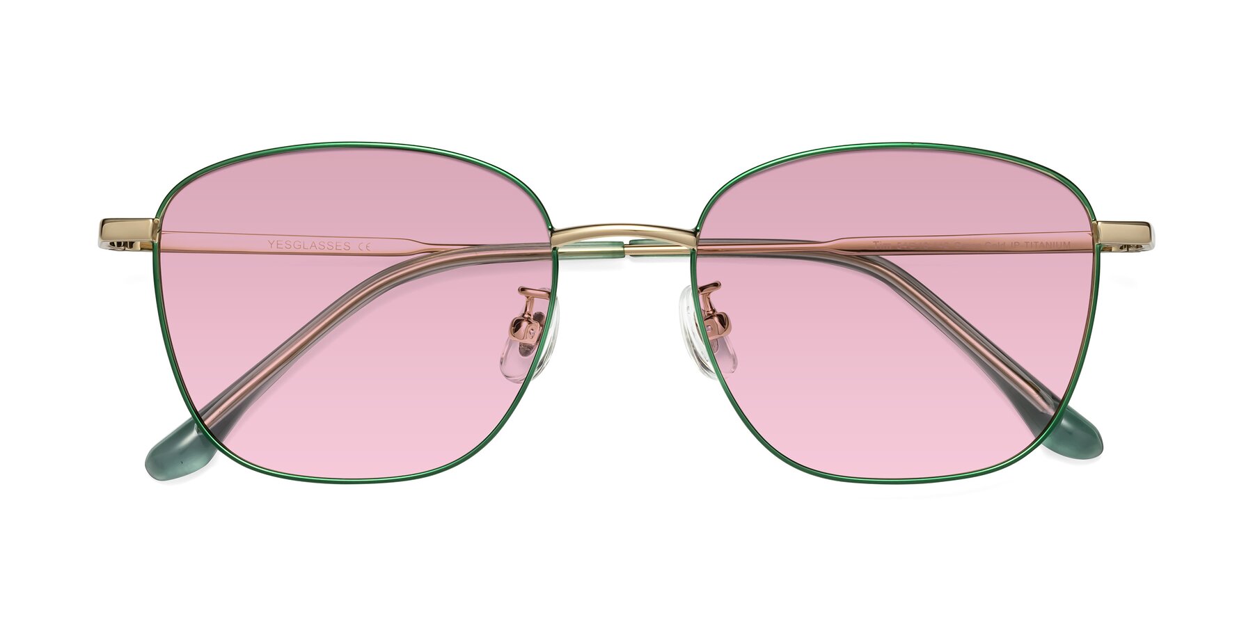 Folded Front of Tim in Green with Light Wine Tinted Lenses