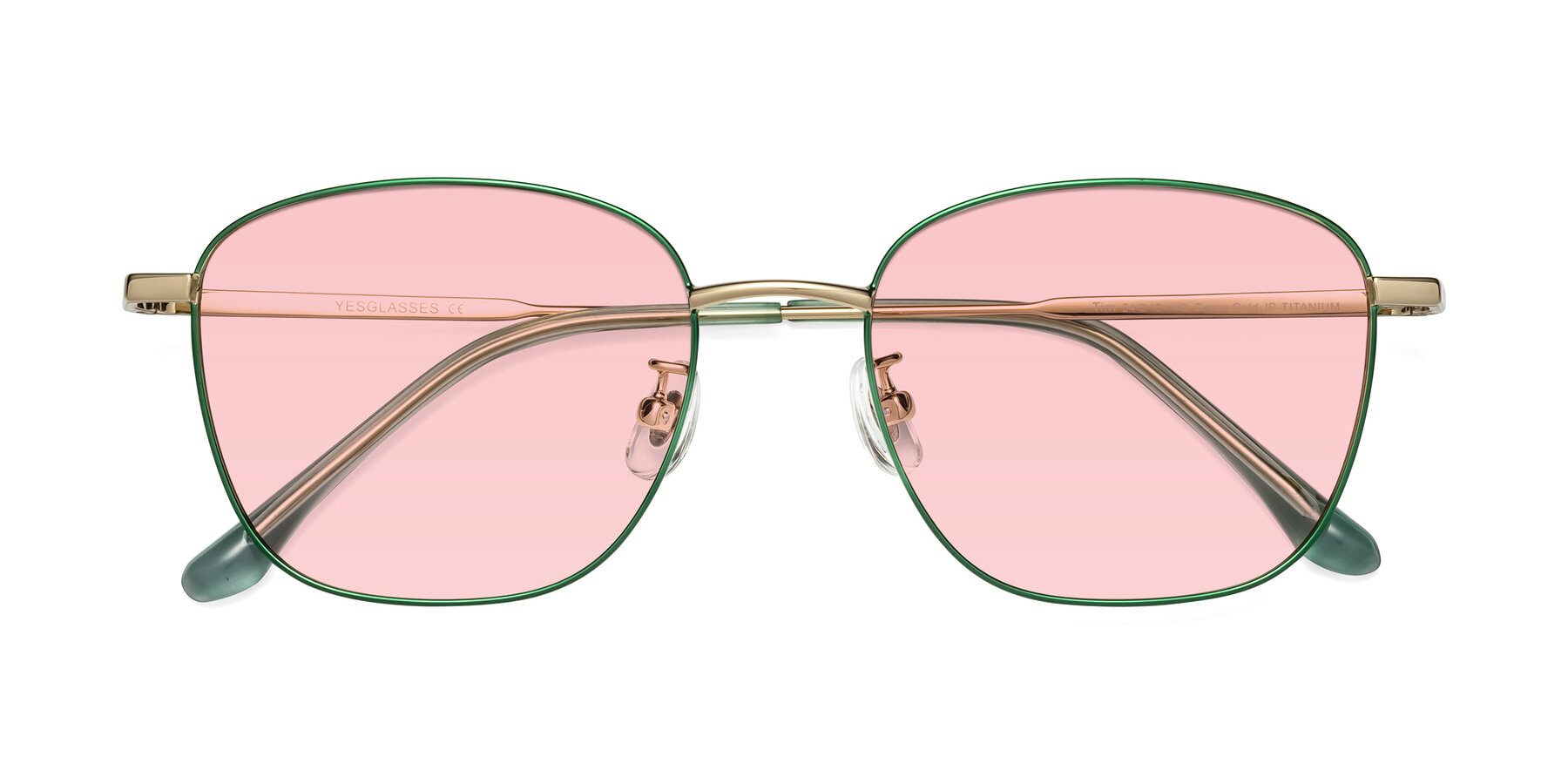 Folded Front of Tim in Green with Light Garnet Tinted Lenses