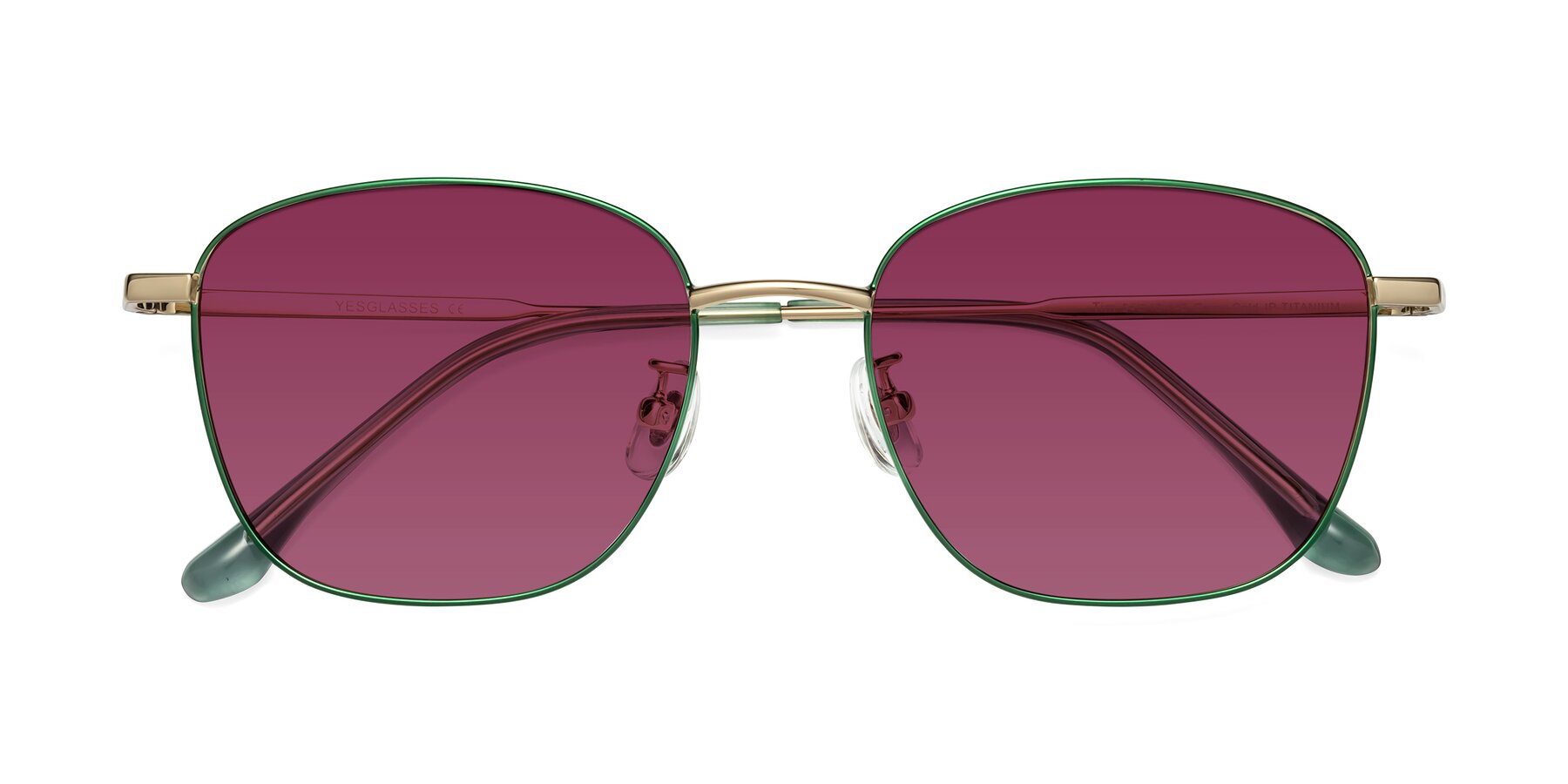 Folded Front of Tim in Green with Wine Tinted Lenses