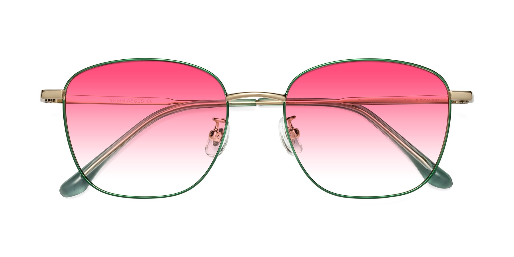 Folded Front of Tim in Green with Pink Gradient Lenses