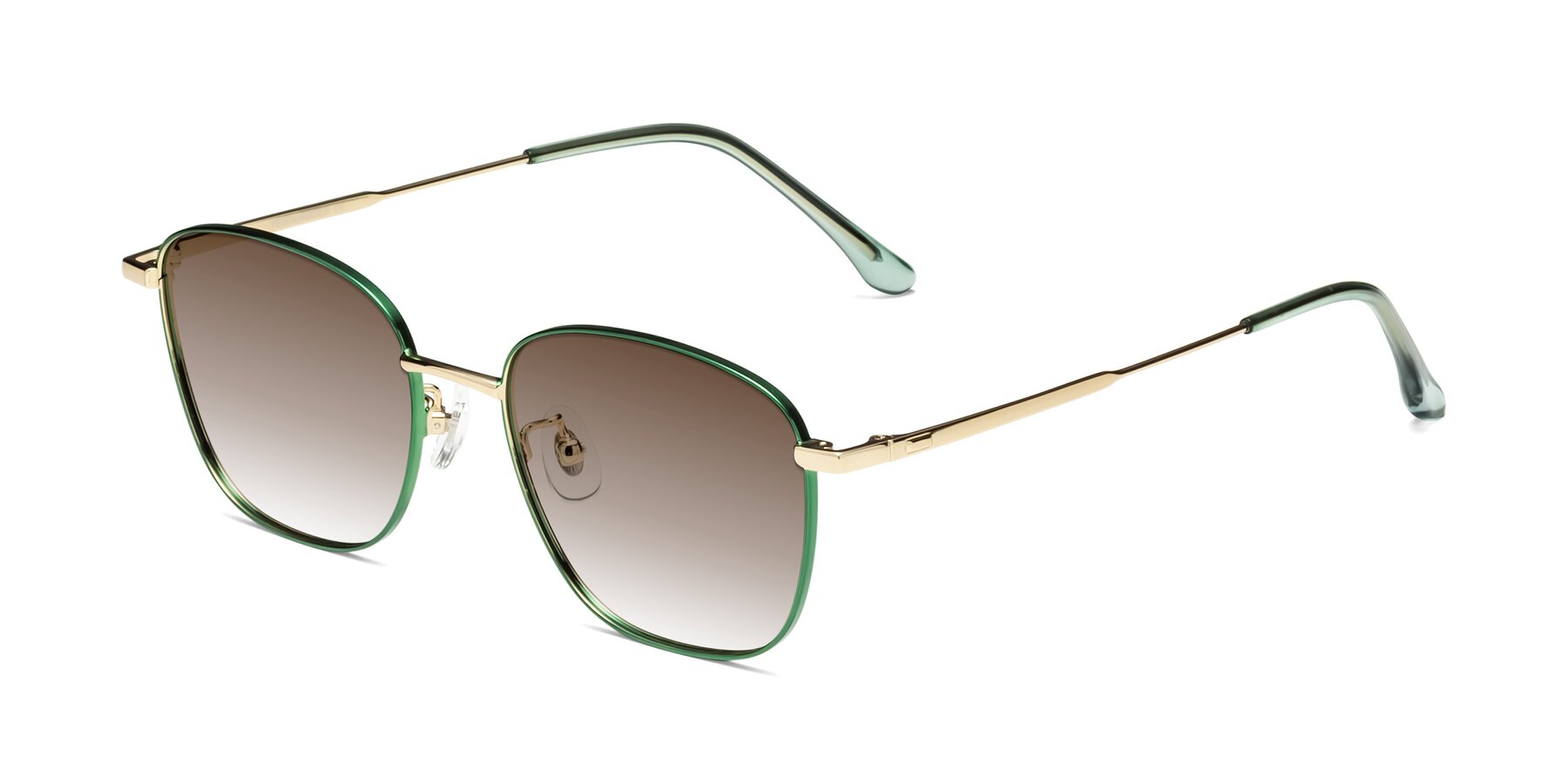 Angle of Tim in Green with Brown Gradient Lenses
