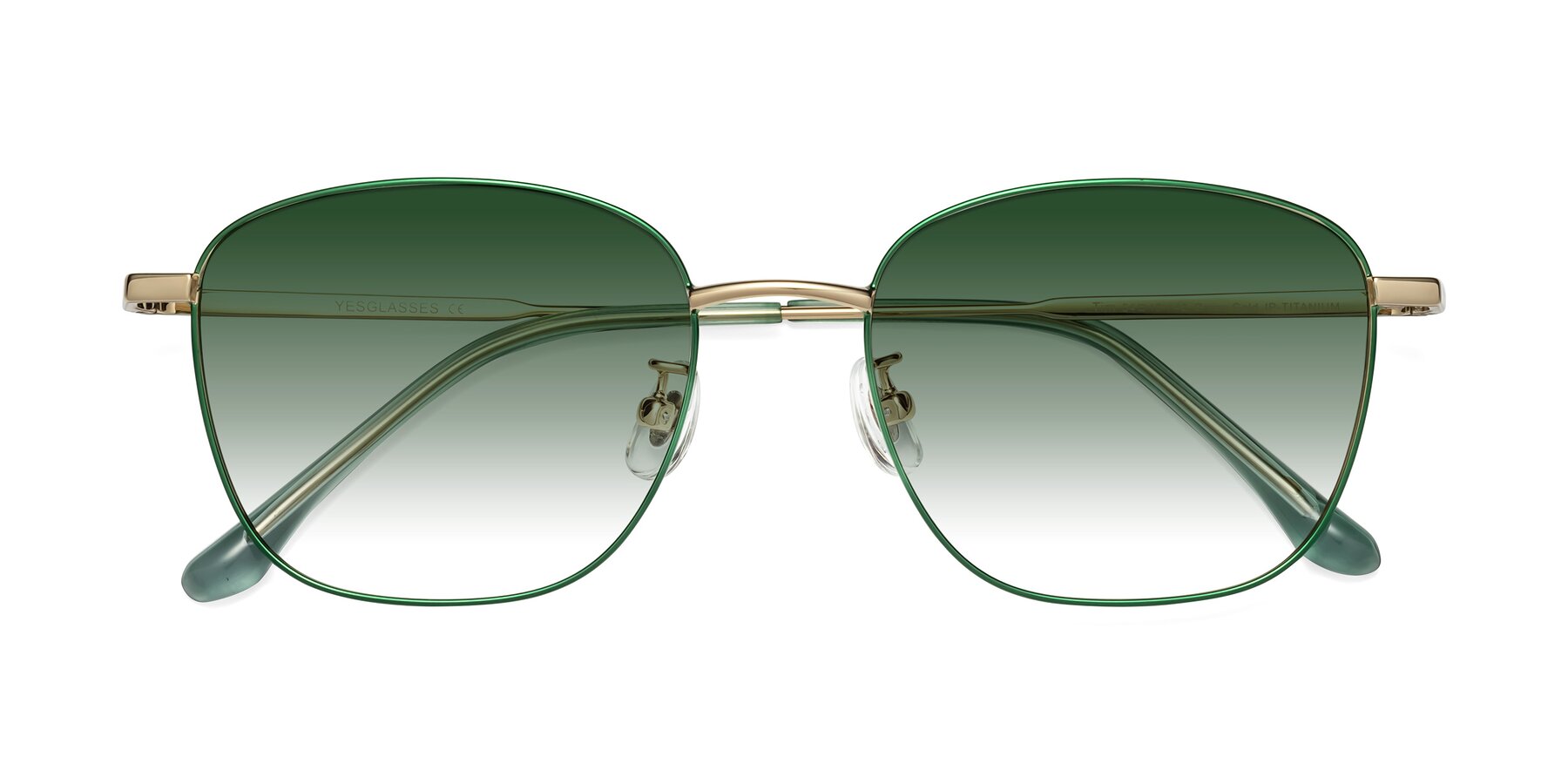 Folded Front of Tim in Green with Green Gradient Lenses