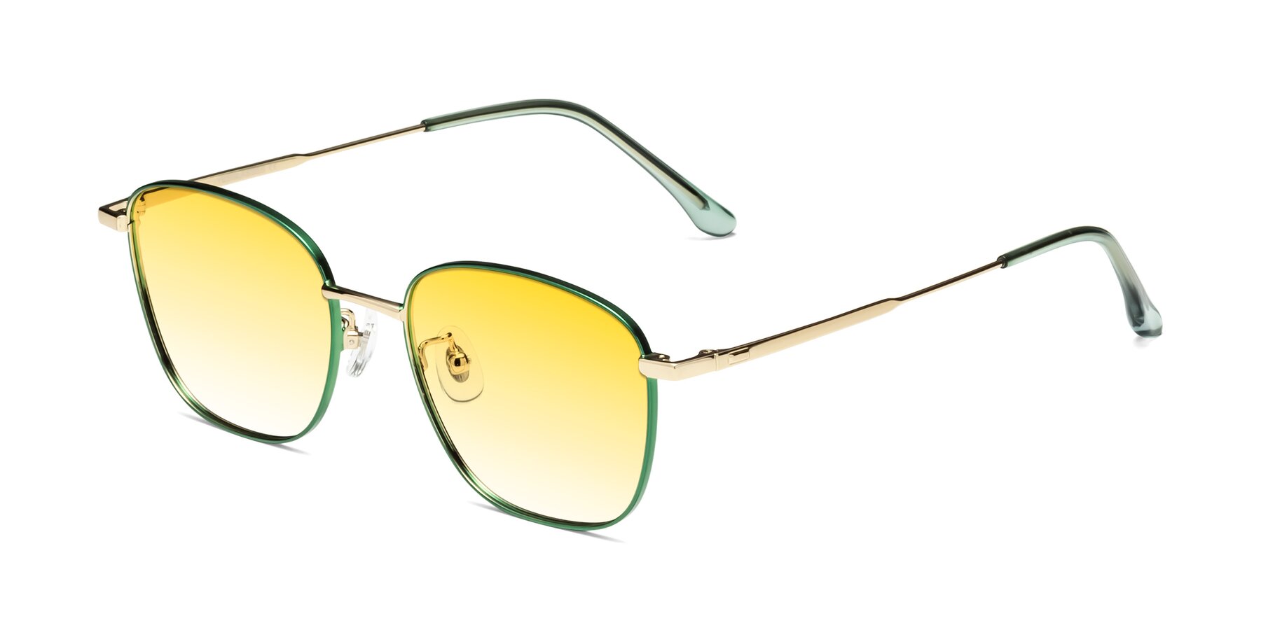 Angle of Tim in Green with Yellow Gradient Lenses