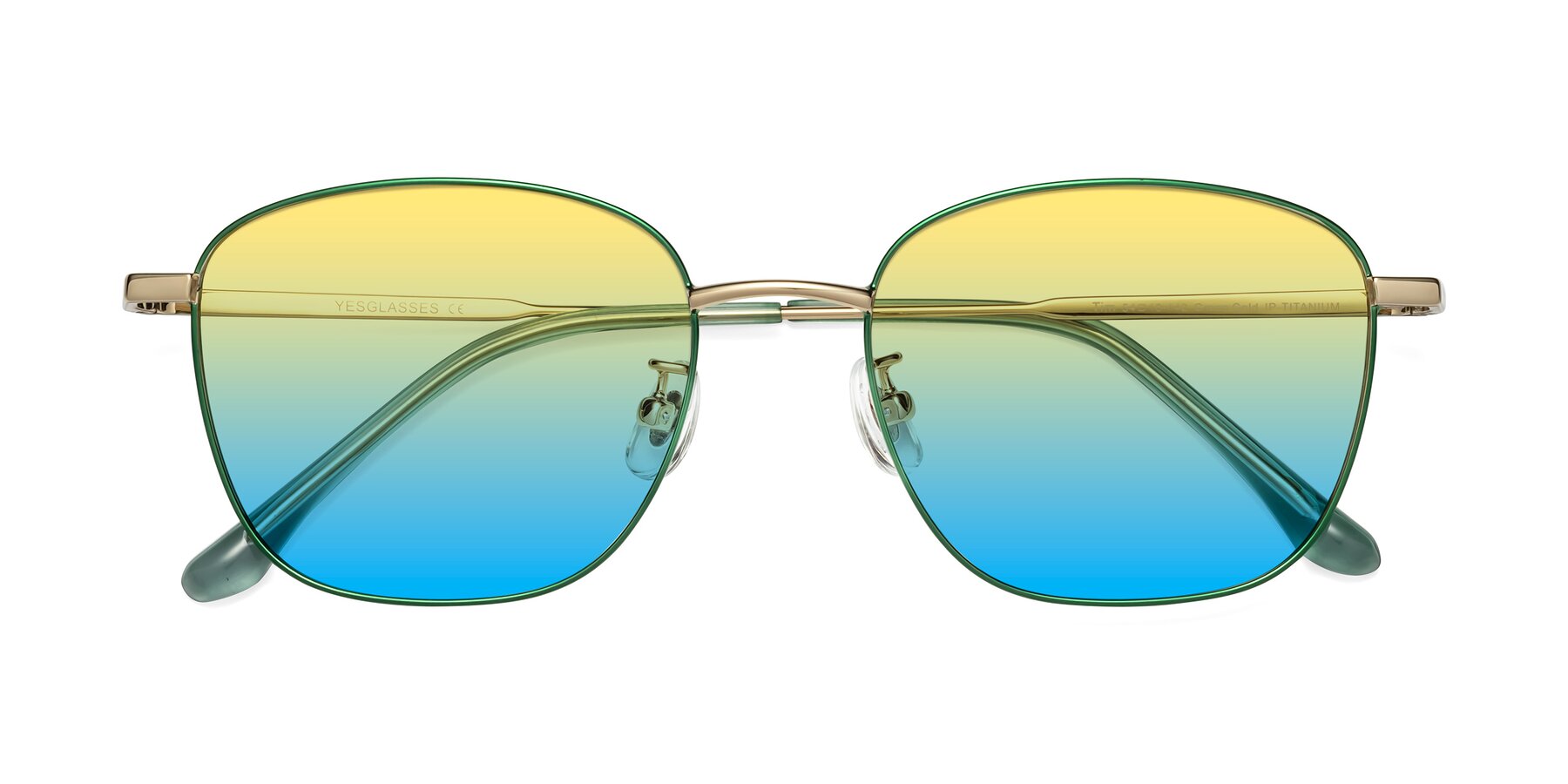 Folded Front of Tim in Green with Yellow / Blue Gradient Lenses