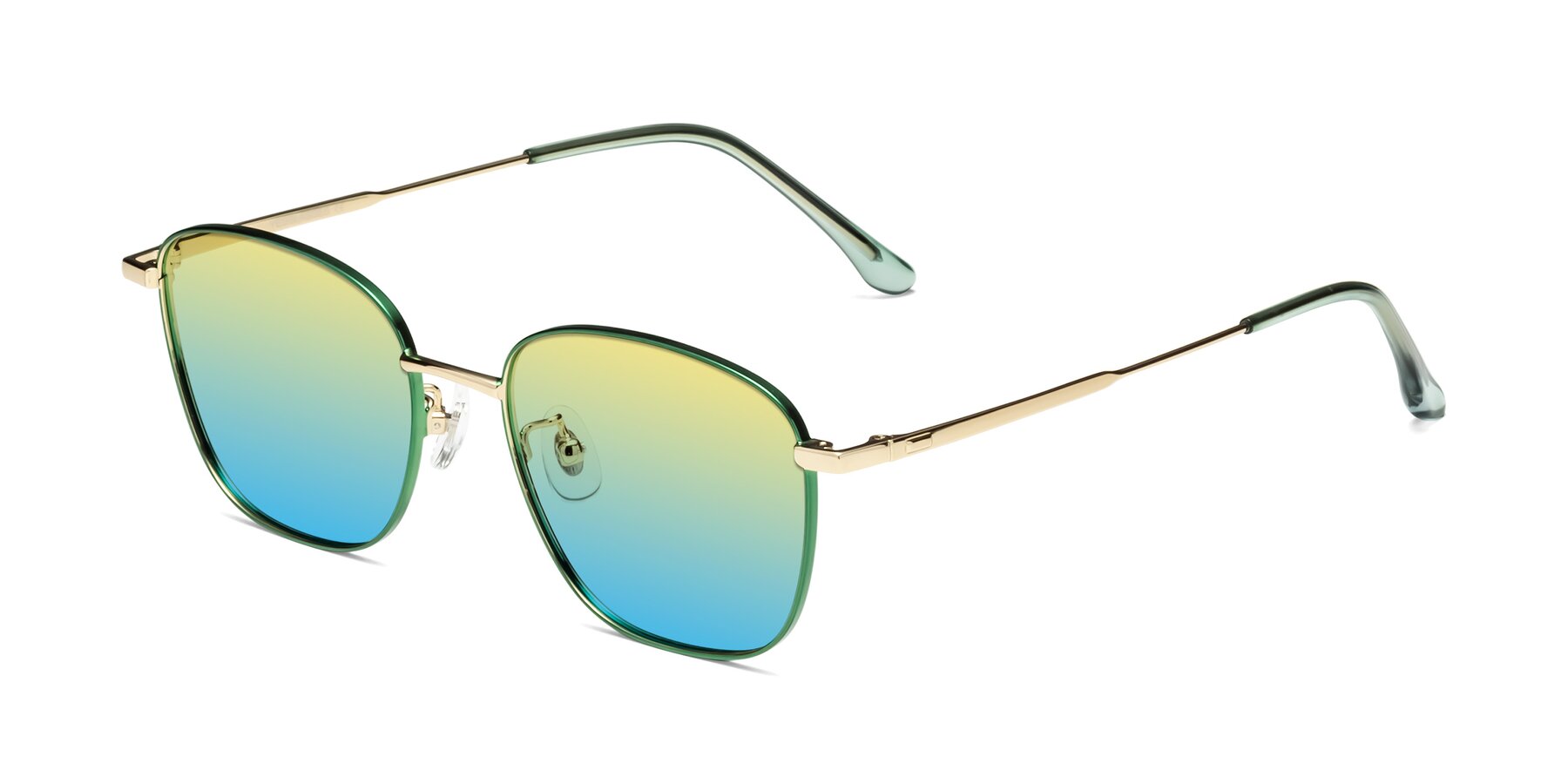 Angle of Tim in Green with Yellow / Blue Gradient Lenses