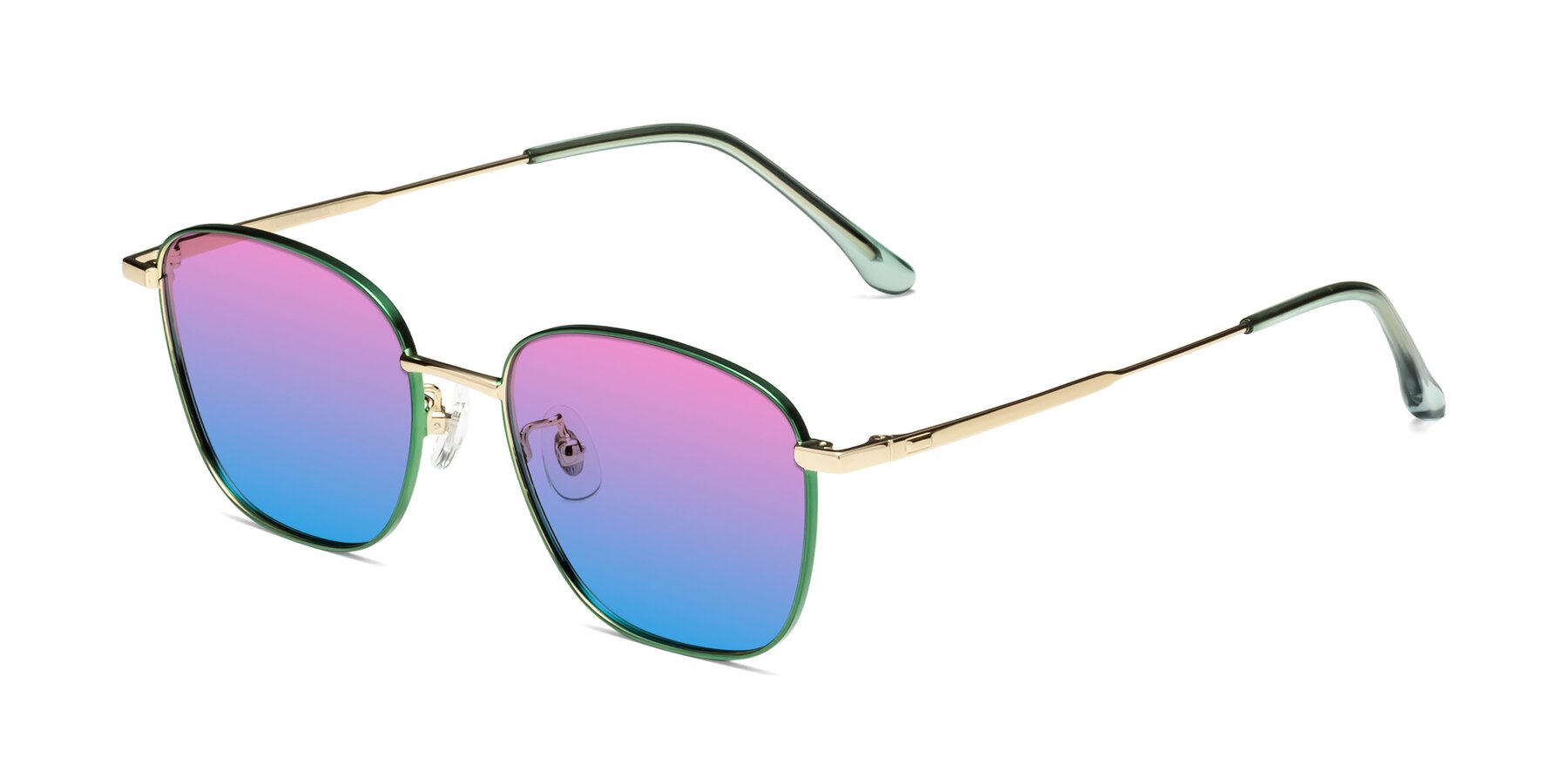 Angle of Tim in Green with Pink / Blue Gradient Lenses