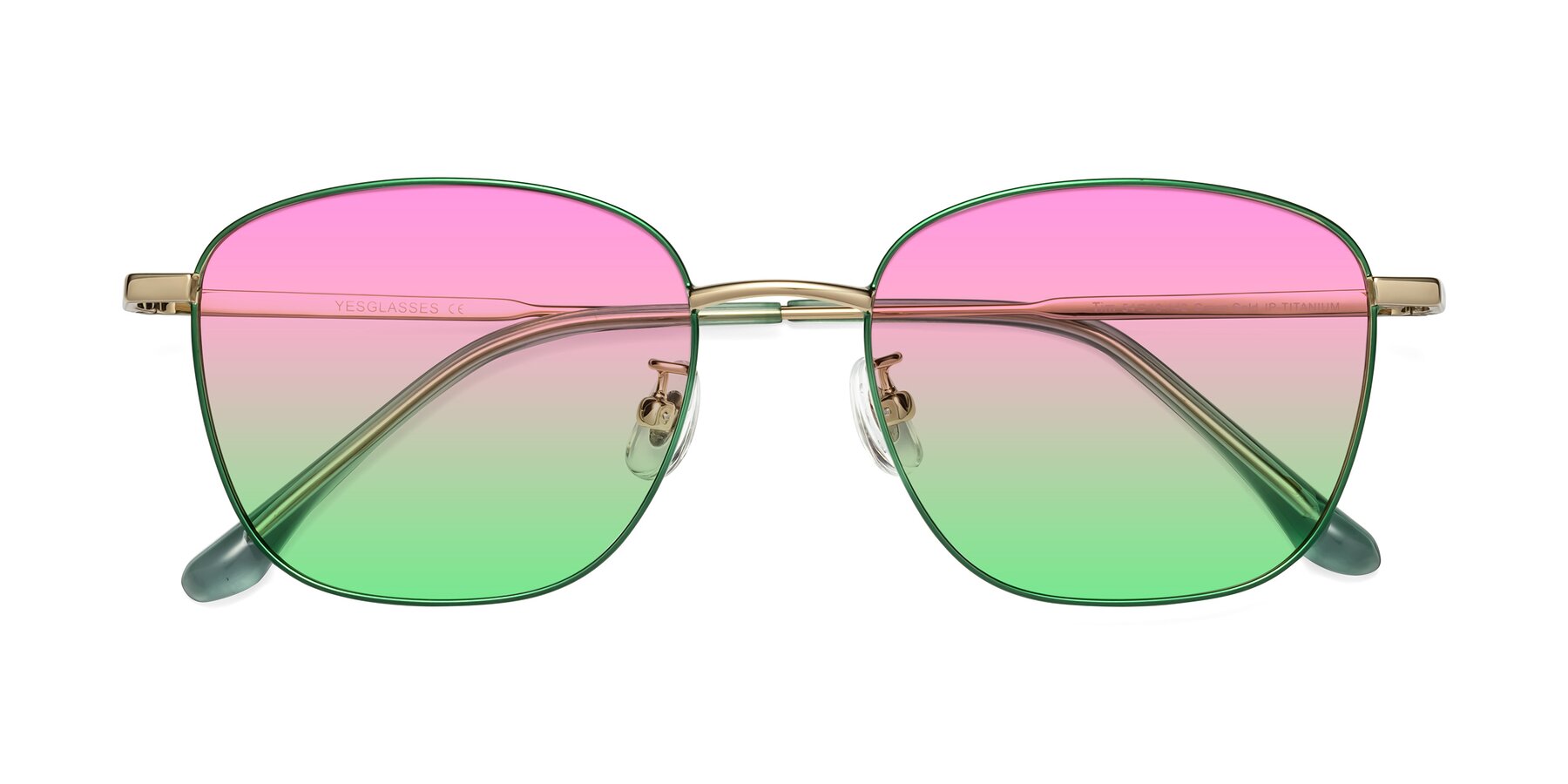 Folded Front of Tim in Green with Pink / Green Gradient Lenses
