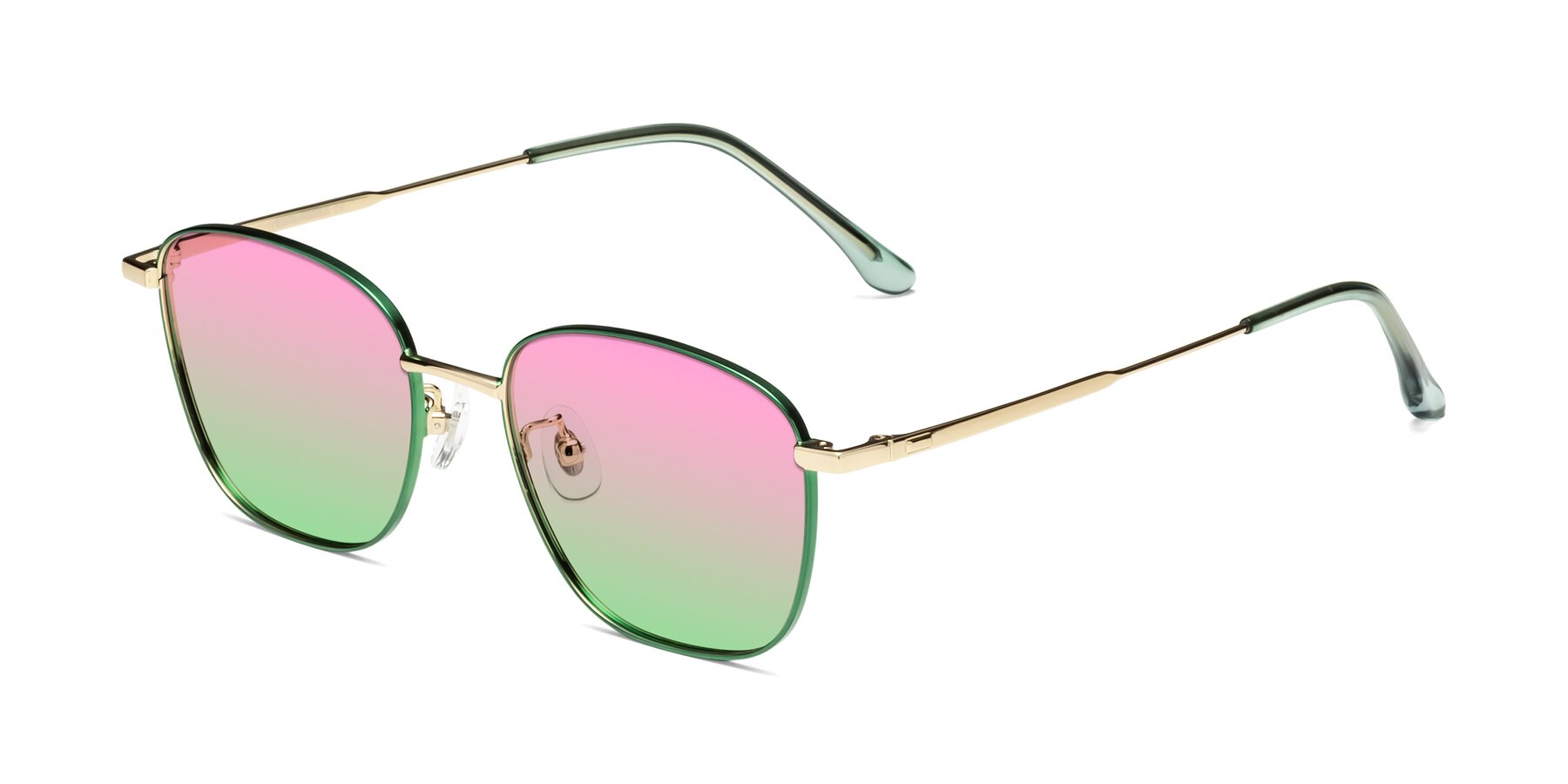 Angle of Tim in Green with Pink / Green Gradient Lenses
