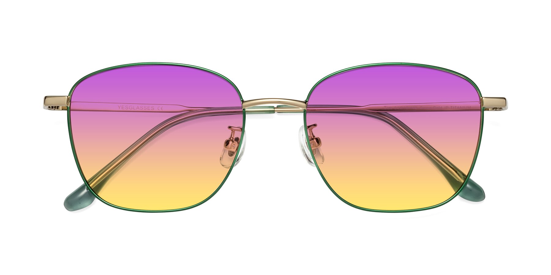 Folded Front of Tim in Green with Purple / Yellow Gradient Lenses
