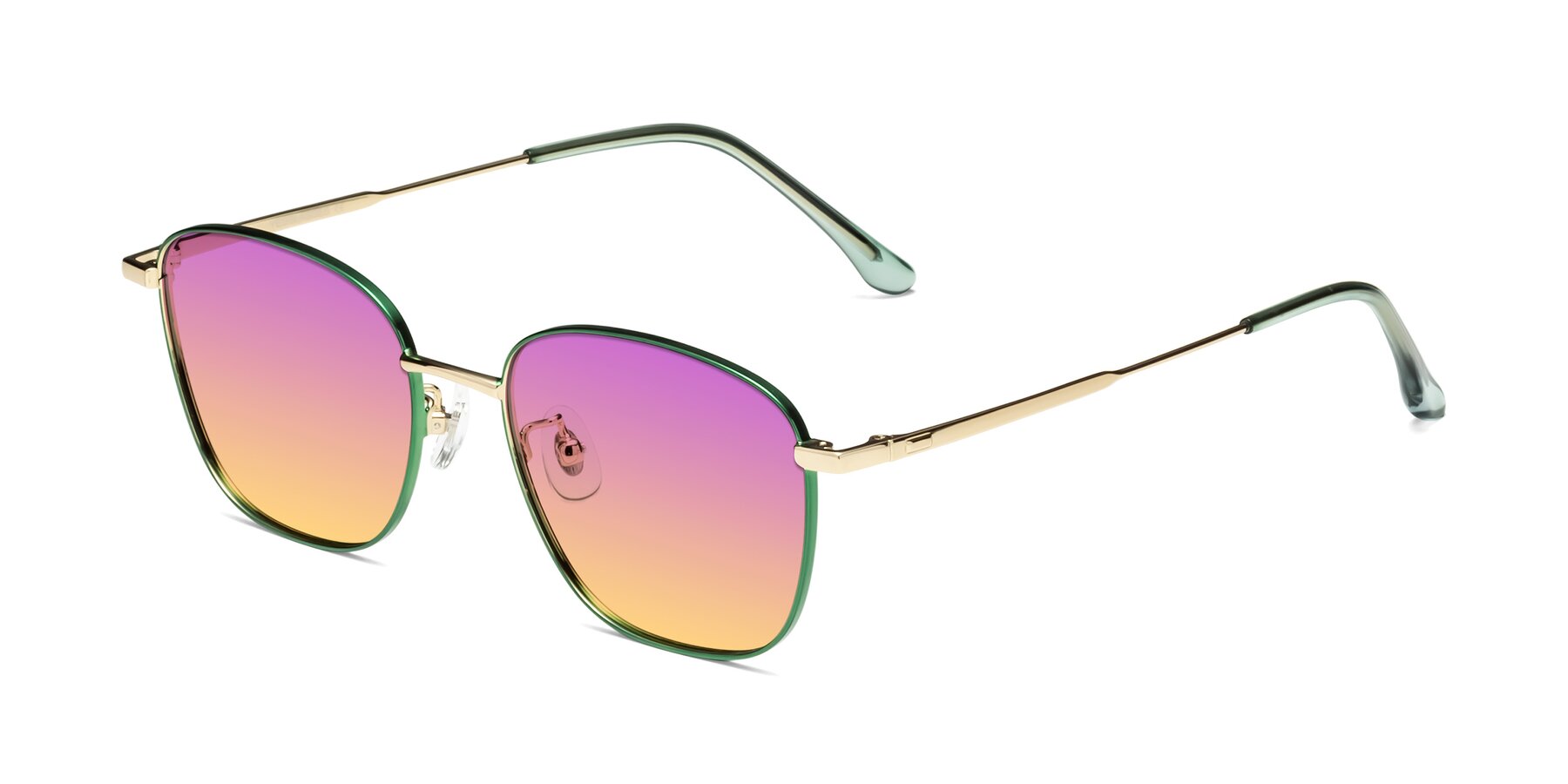 Angle of Tim in Green with Purple / Yellow Gradient Lenses
