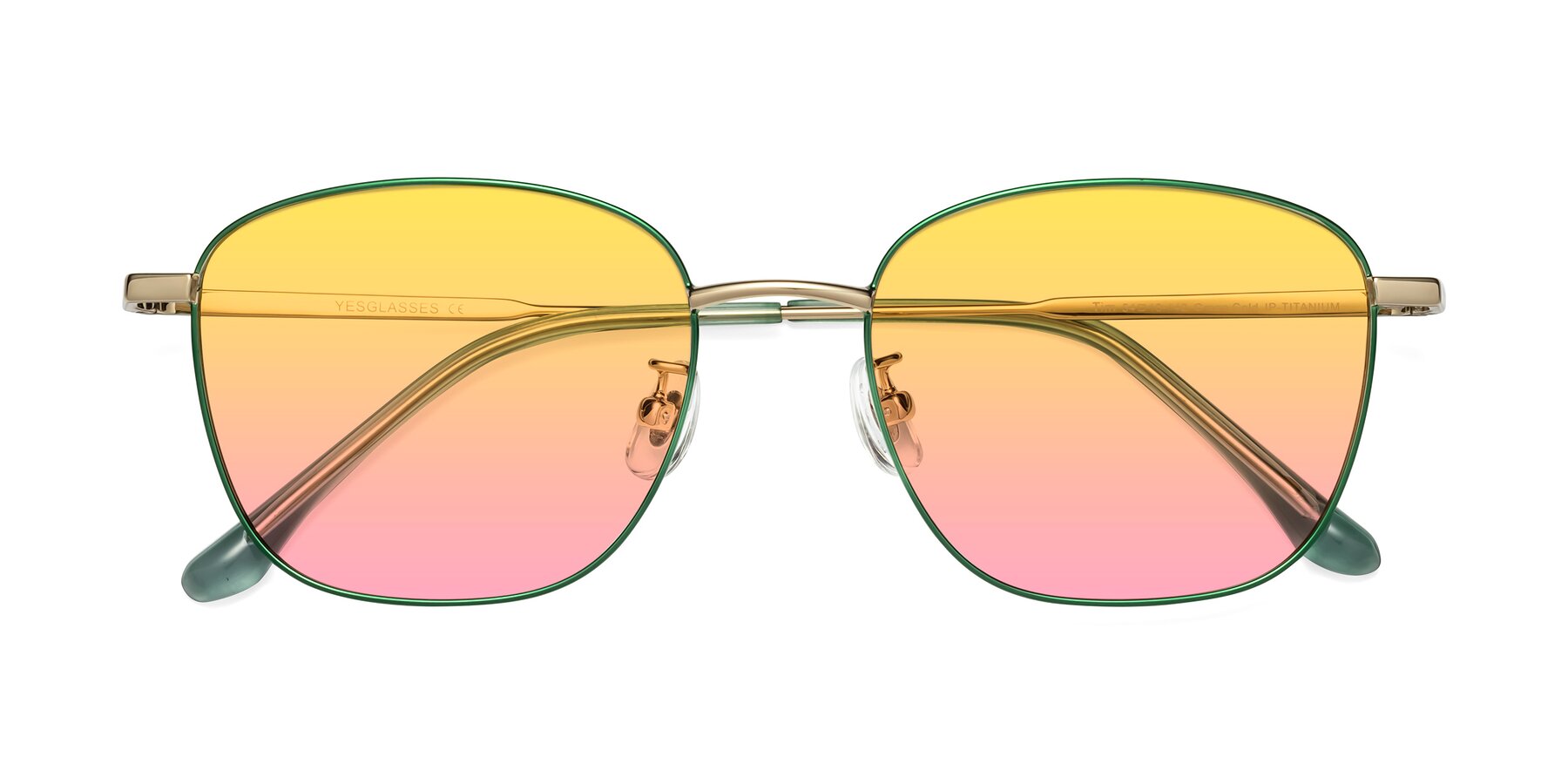 Folded Front of Tim in Green with Yellow / Pink Gradient Lenses