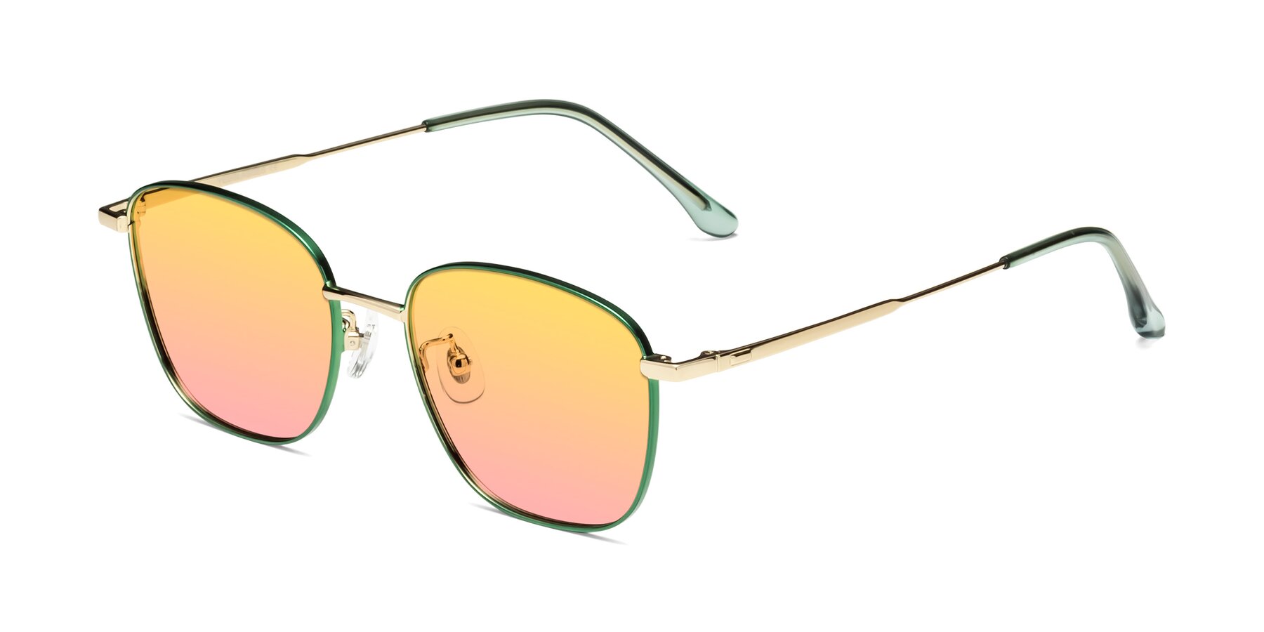 Angle of Tim in Green with Yellow / Pink Gradient Lenses