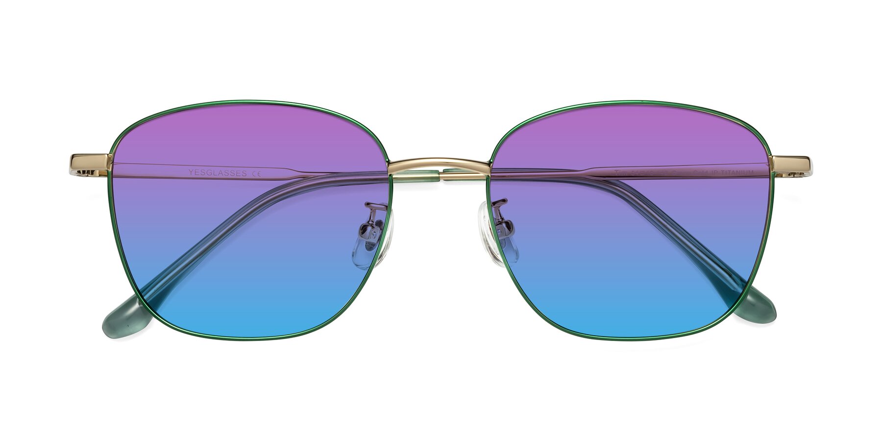 Folded Front of Tim in Green with Purple / Blue Gradient Lenses