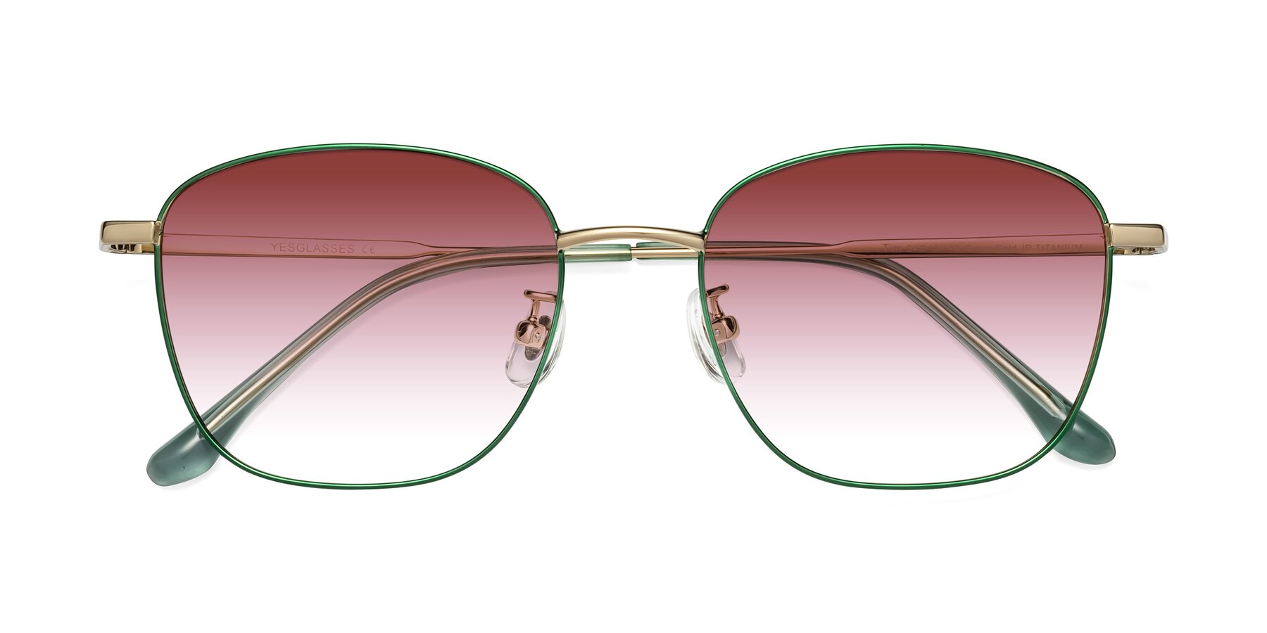 Folded Front of Tim in Green with Garnet Gradient Lenses