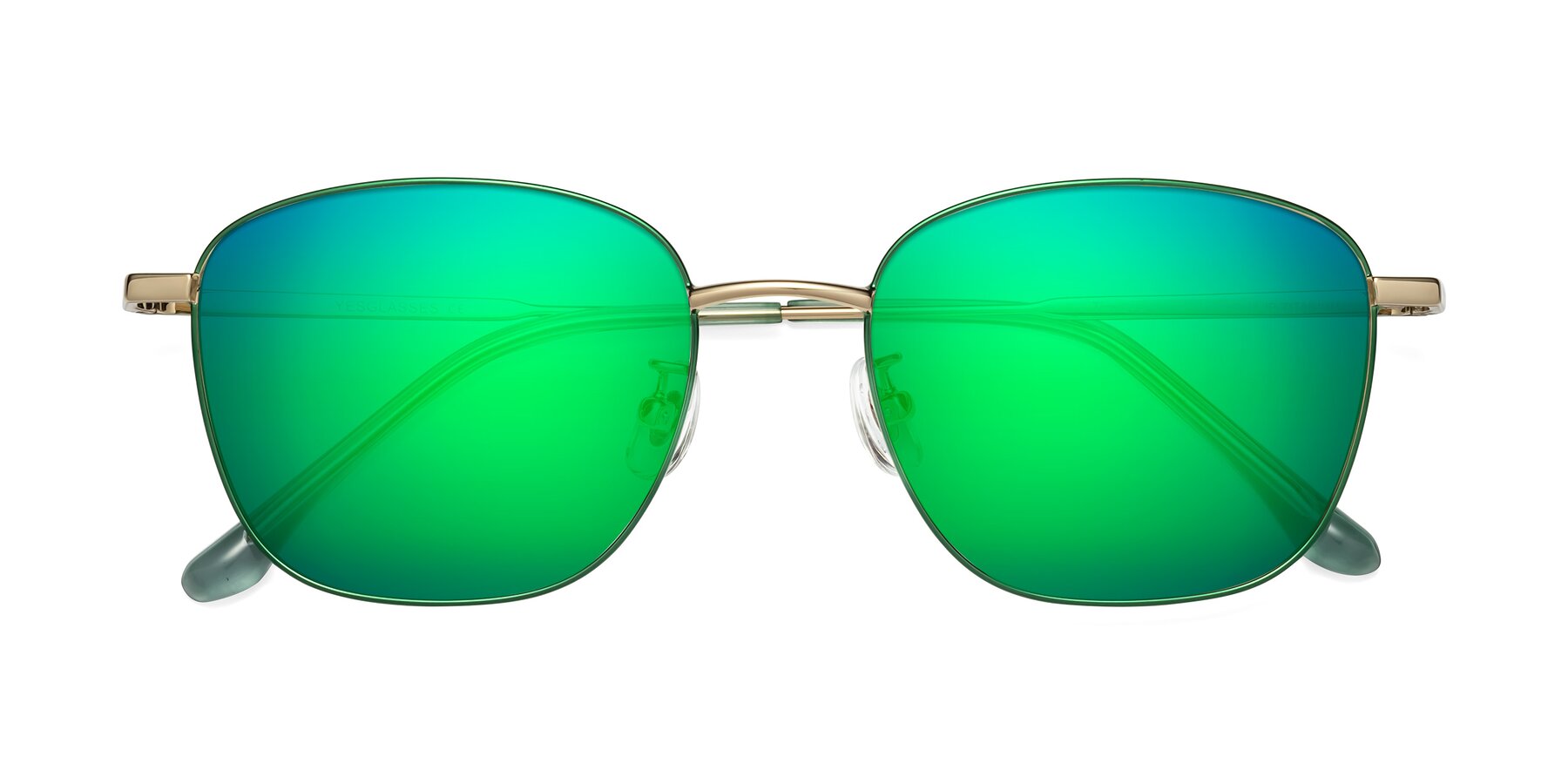 Folded Front of Tim in Green with Green Mirrored Lenses