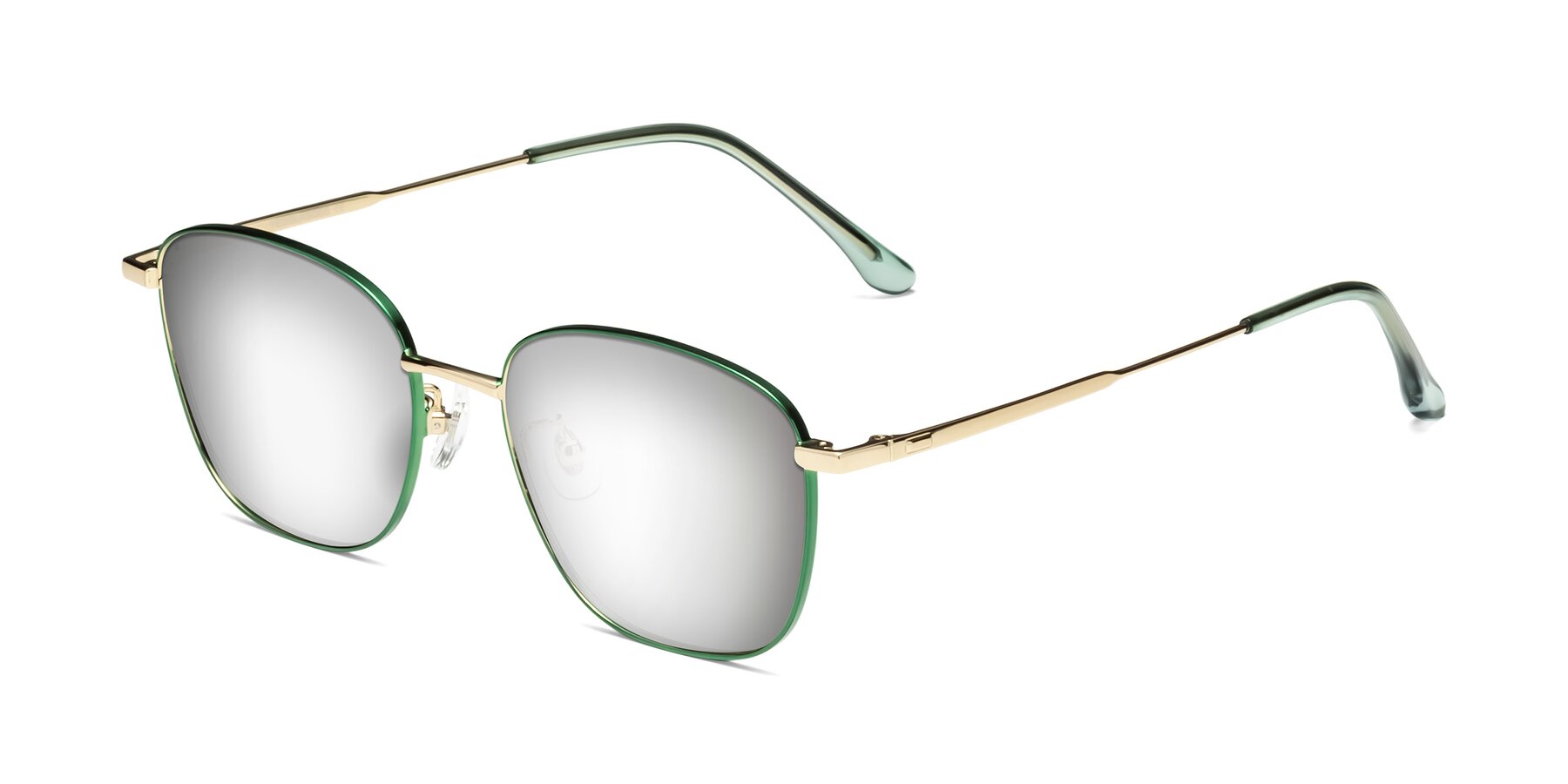 Angle of Tim in Green with Silver Mirrored Lenses