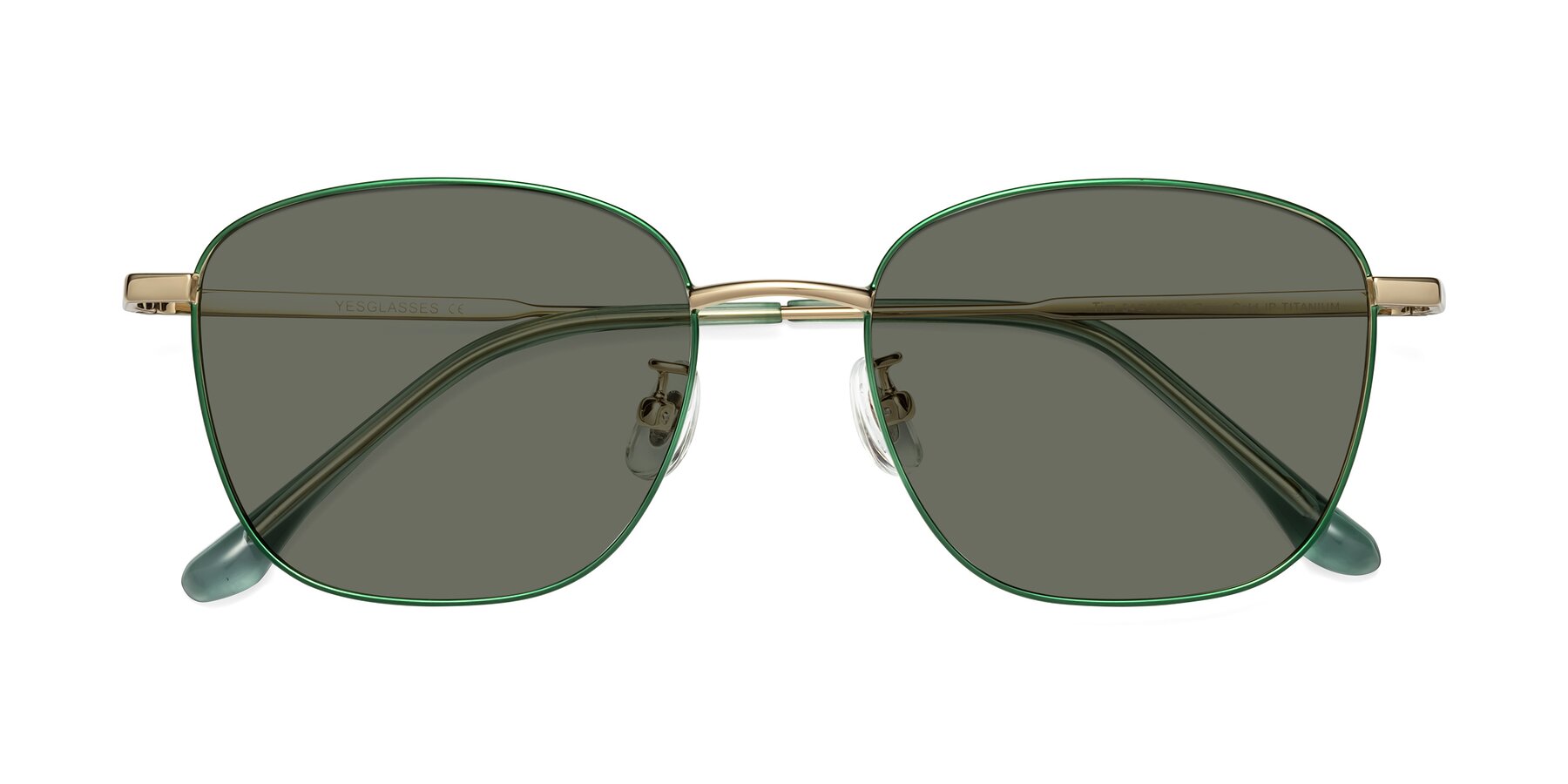 Folded Front of Tim in Green with Gray Polarized Lenses