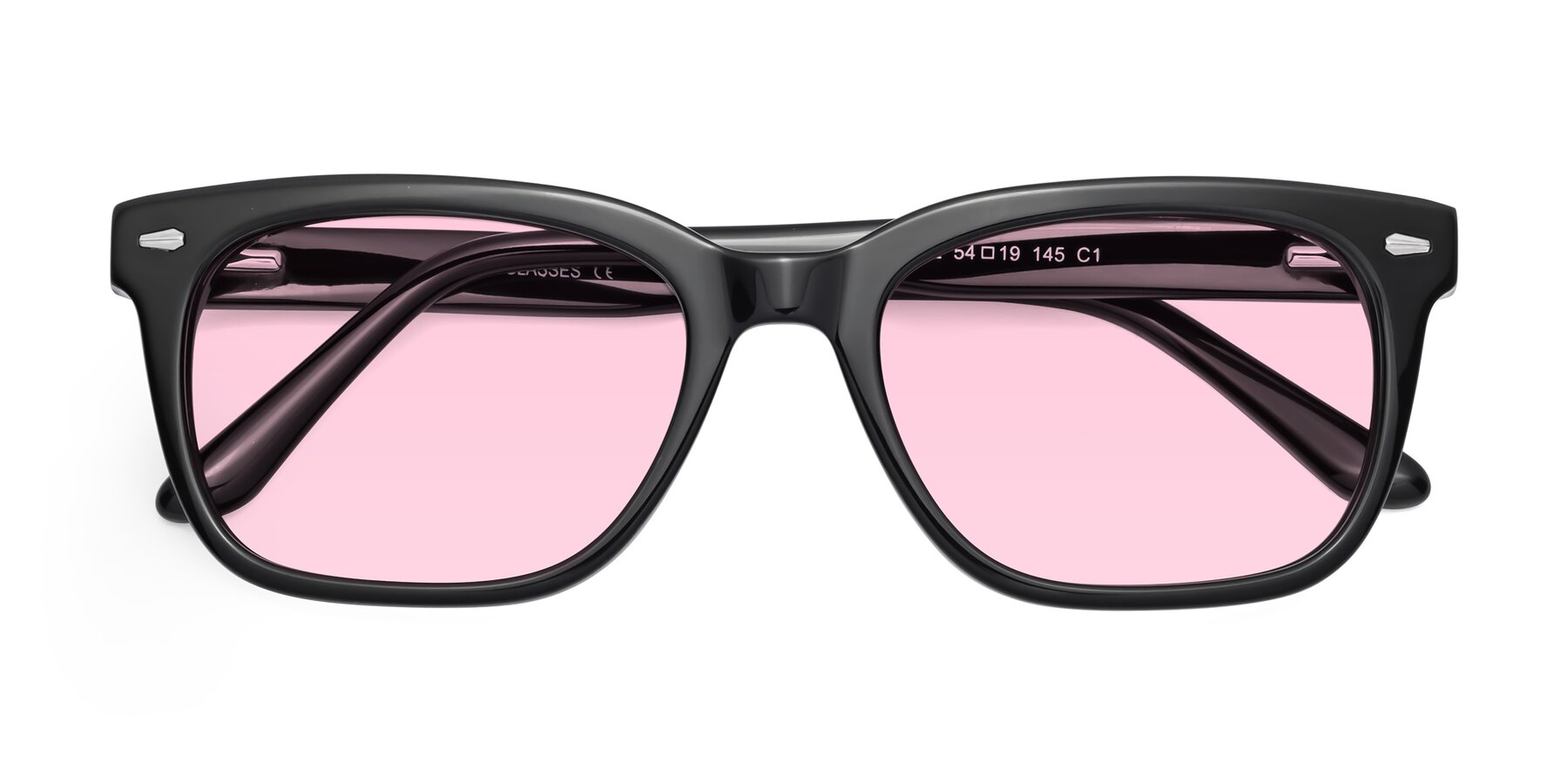 Folded Front of 1052 in Black with Light Pink Tinted Lenses