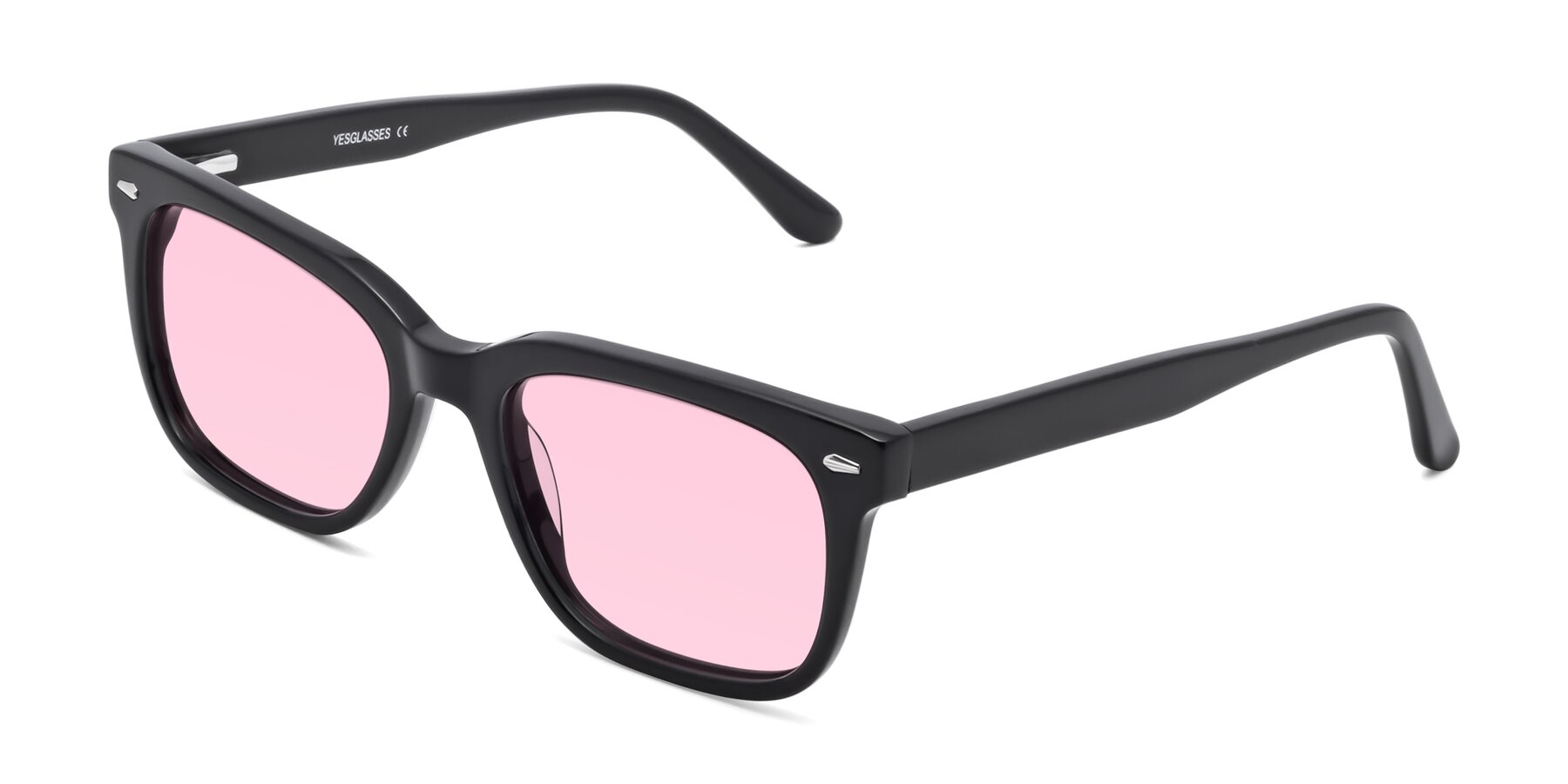 Angle of 1052 in Black with Light Pink Tinted Lenses