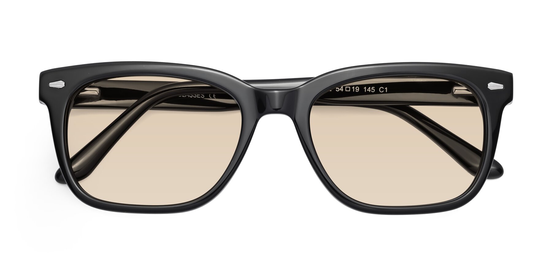 Folded Front of 1052 in Black with Light Brown Tinted Lenses