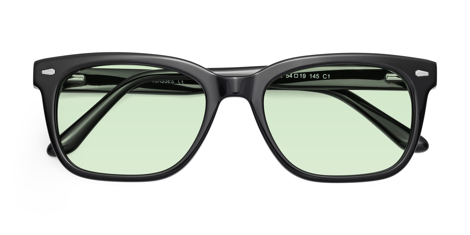 Folded Front of 1052 in Black with Light Green Tinted Lenses