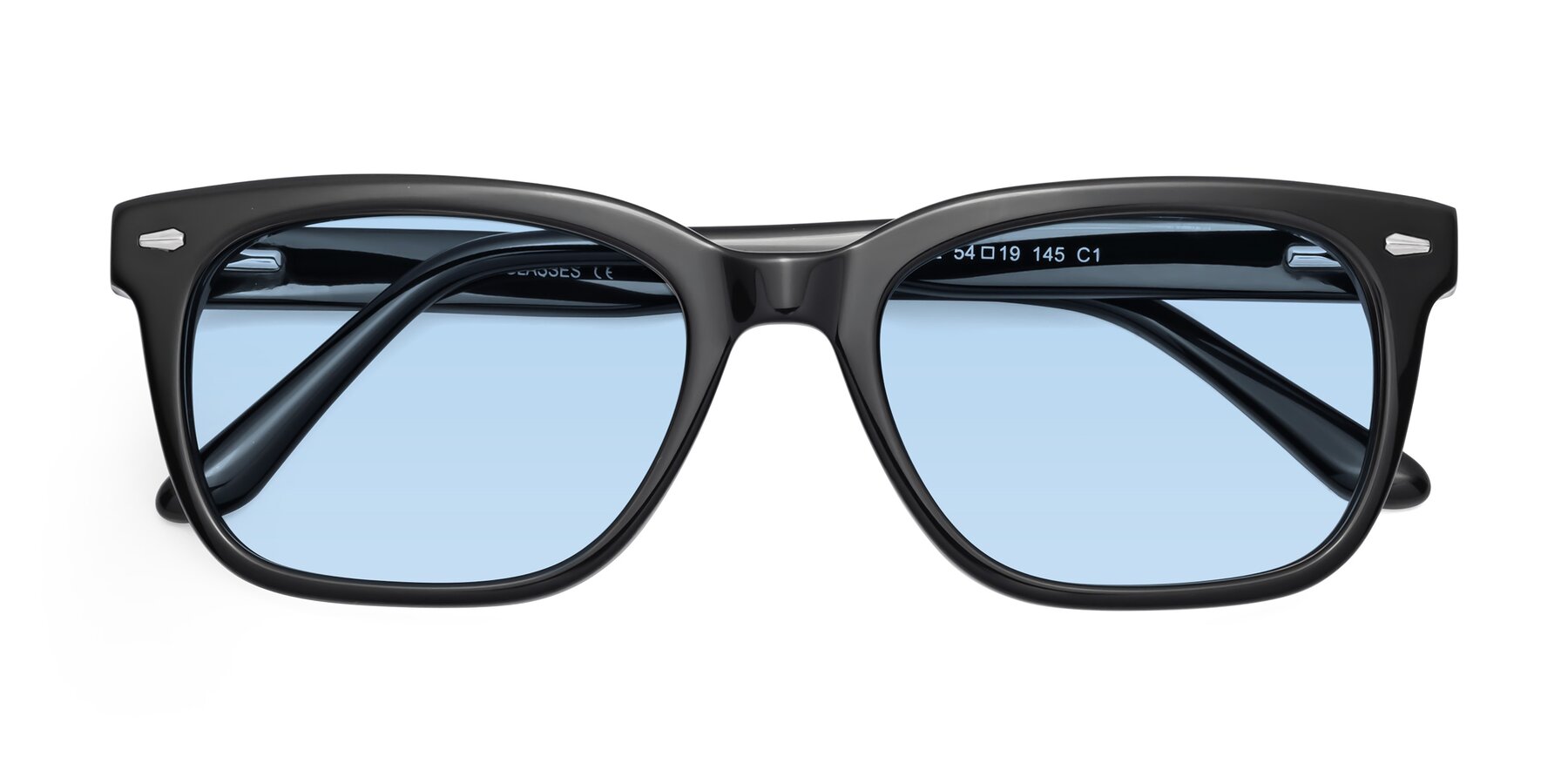 Folded Front of 1052 in Black with Light Blue Tinted Lenses