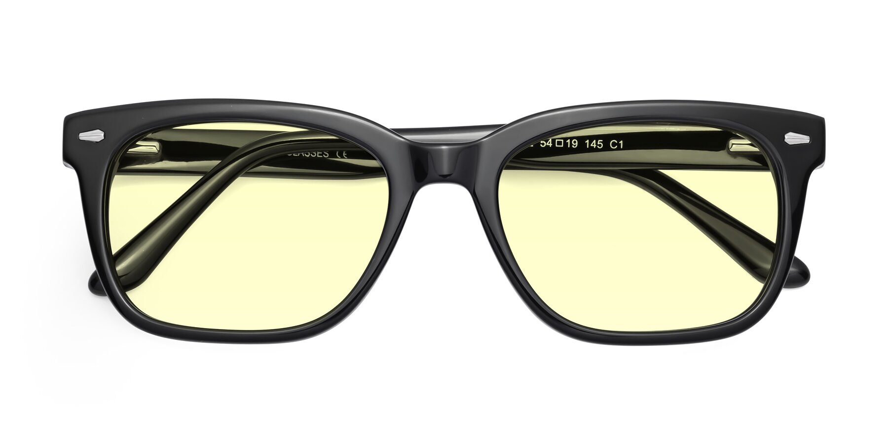 Folded Front of 1052 in Black with Light Yellow Tinted Lenses