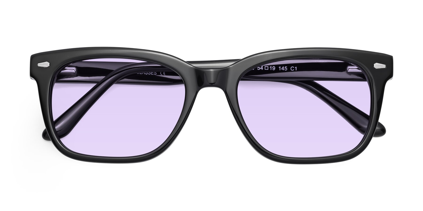 Folded Front of 1052 in Black with Light Purple Tinted Lenses