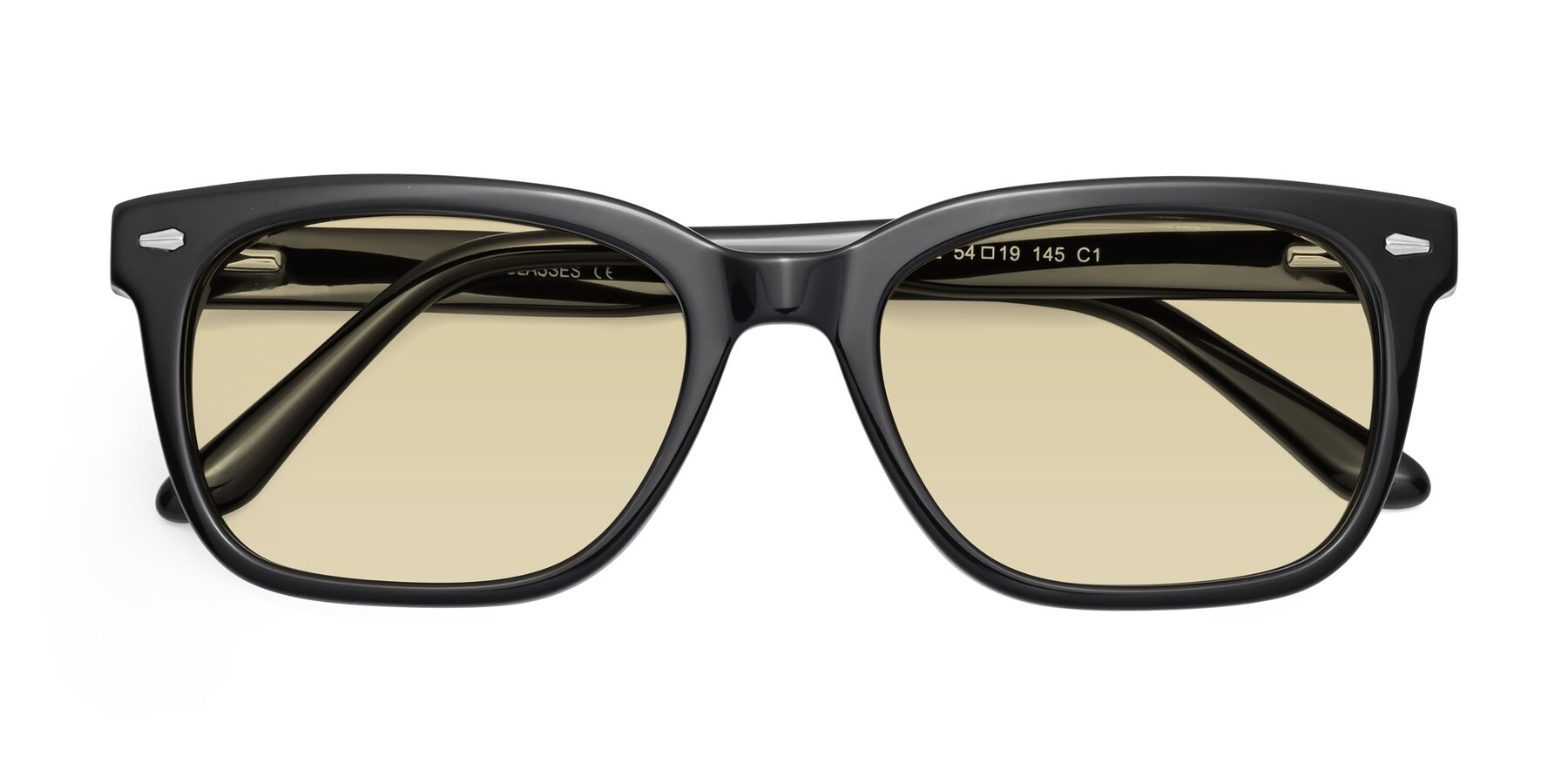 Folded Front of 1052 in Black with Light Champagne Tinted Lenses