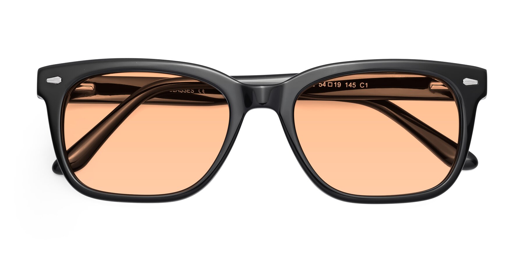 Folded Front of 1052 in Black with Light Orange Tinted Lenses