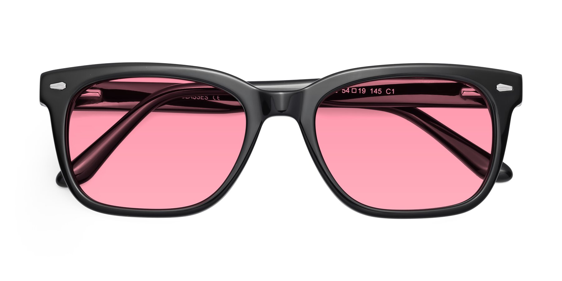 Folded Front of 1052 in Black with Pink Tinted Lenses