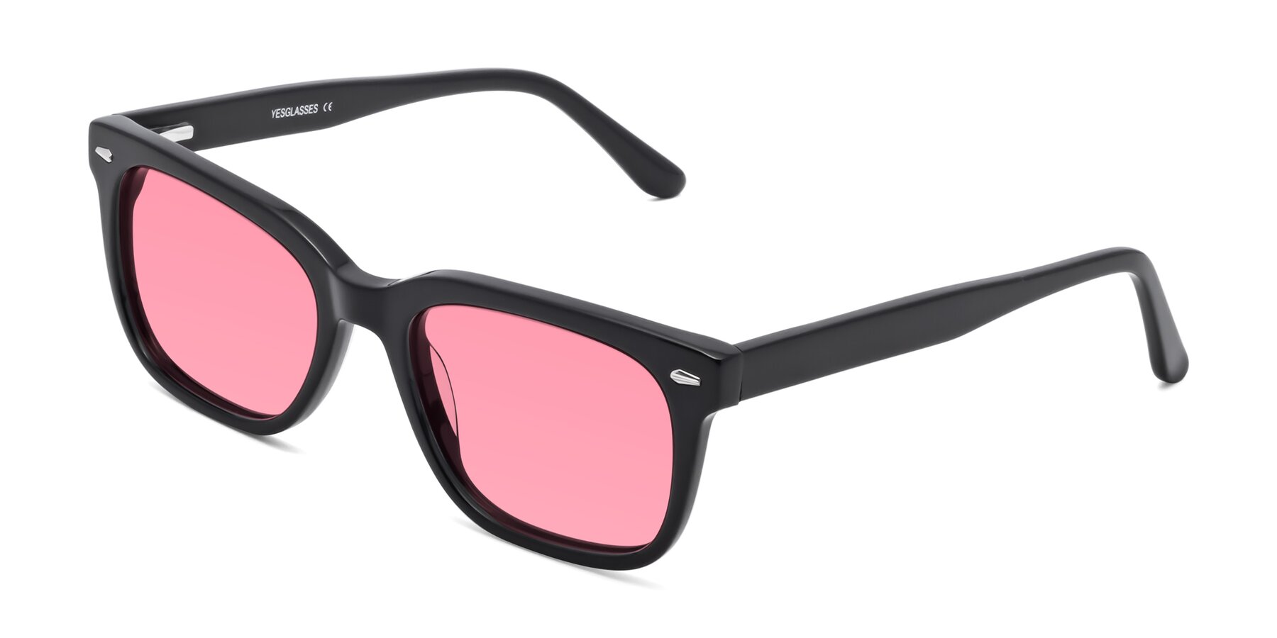 Angle of 1052 in Black with Pink Tinted Lenses