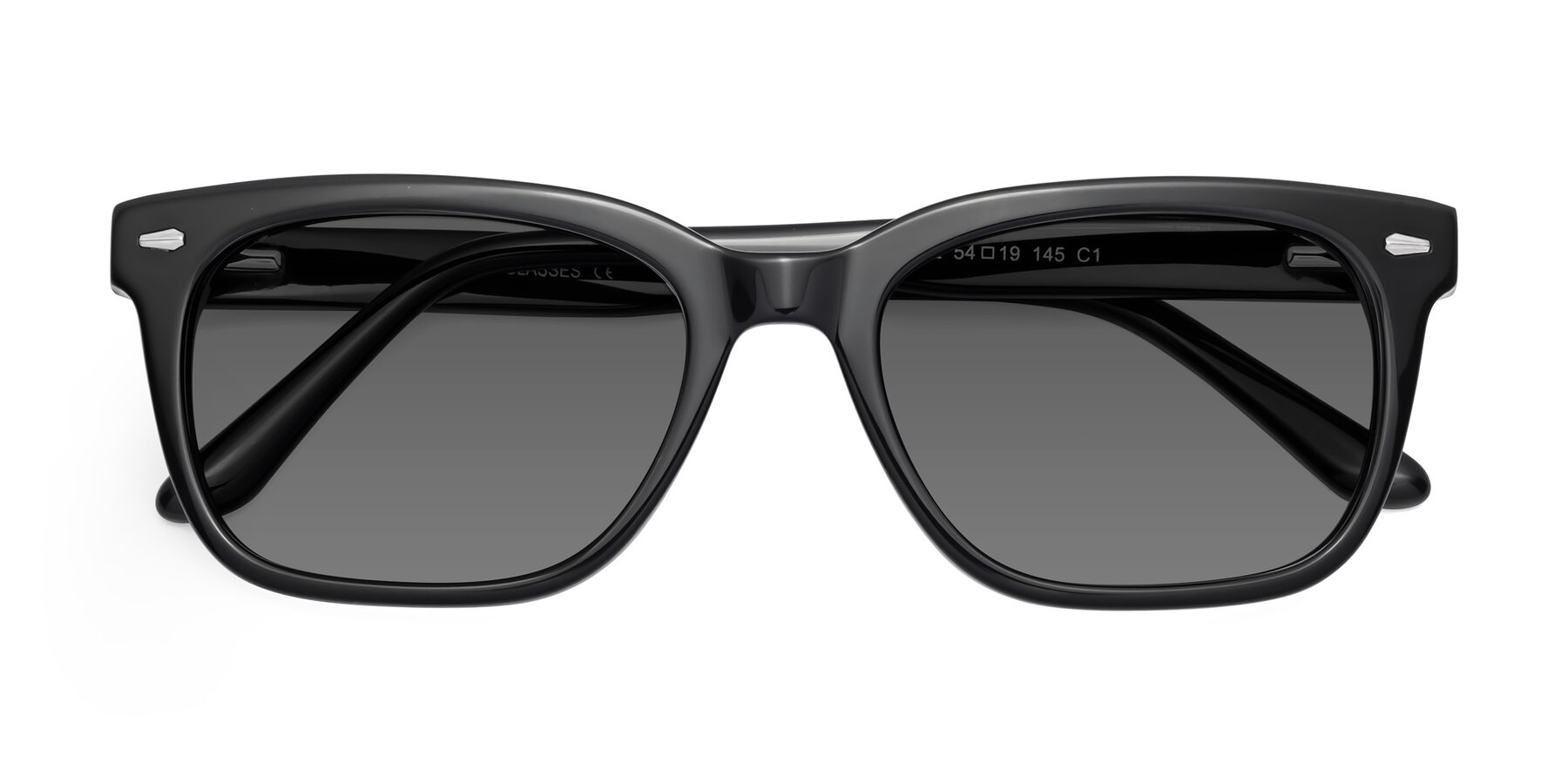 Folded Front of 1052 in Black with Medium Gray Tinted Lenses