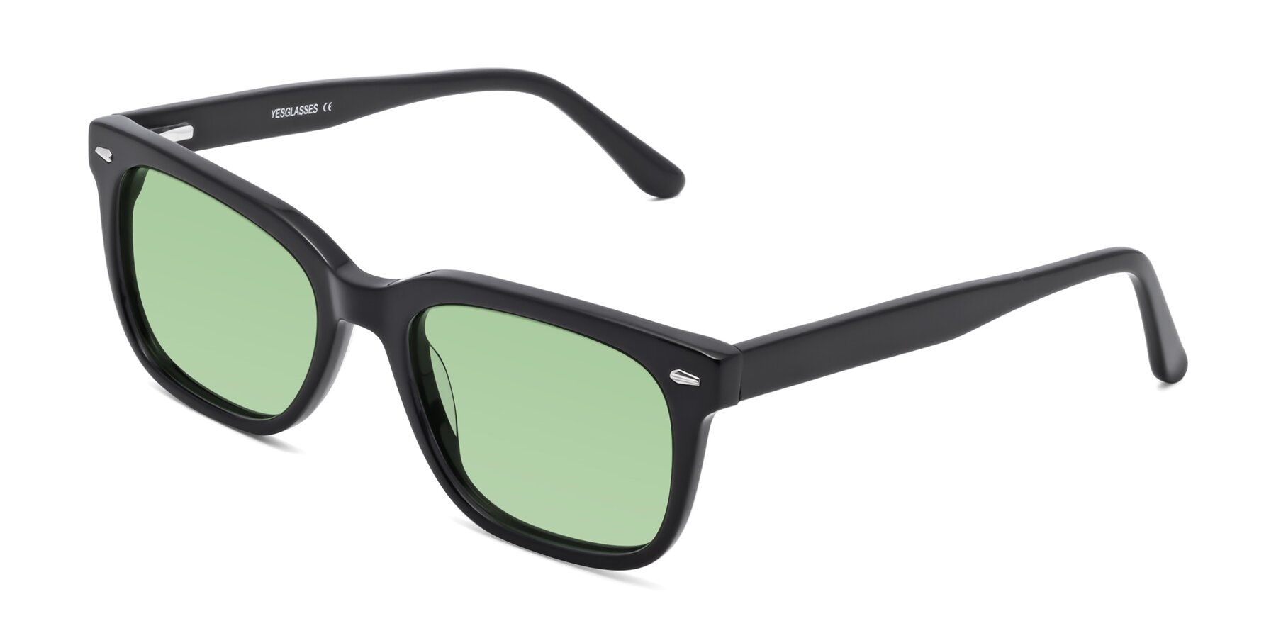 Angle of 1052 in Black with Medium Green Tinted Lenses
